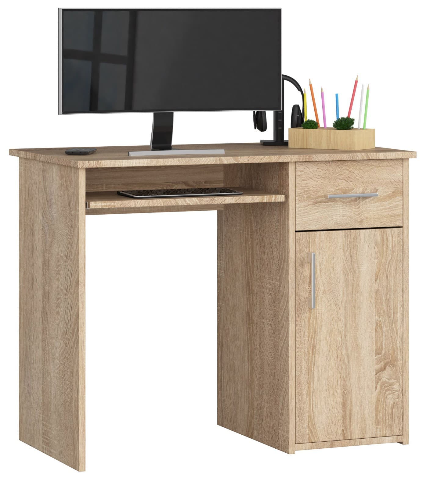 Akord Kirjoituspöytä Pin 1 laatikko 1 kaappi oikea Sonoma-tammi 90x50x74 – Akord