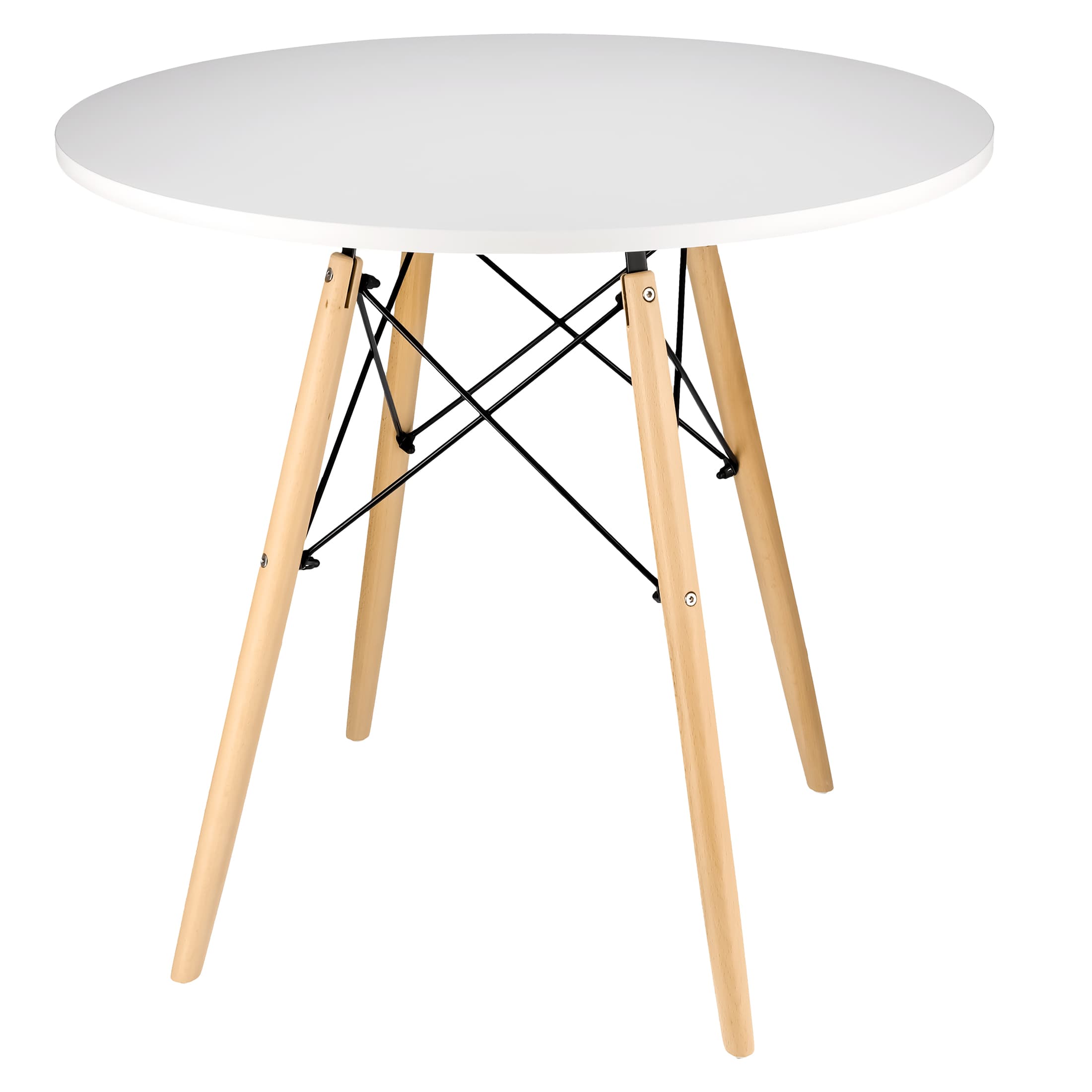 Moderni skandinaavinen valkoinen pyöreä pöytä olohuoneeseen, ruokailutilaan, keittiöön – JUMI