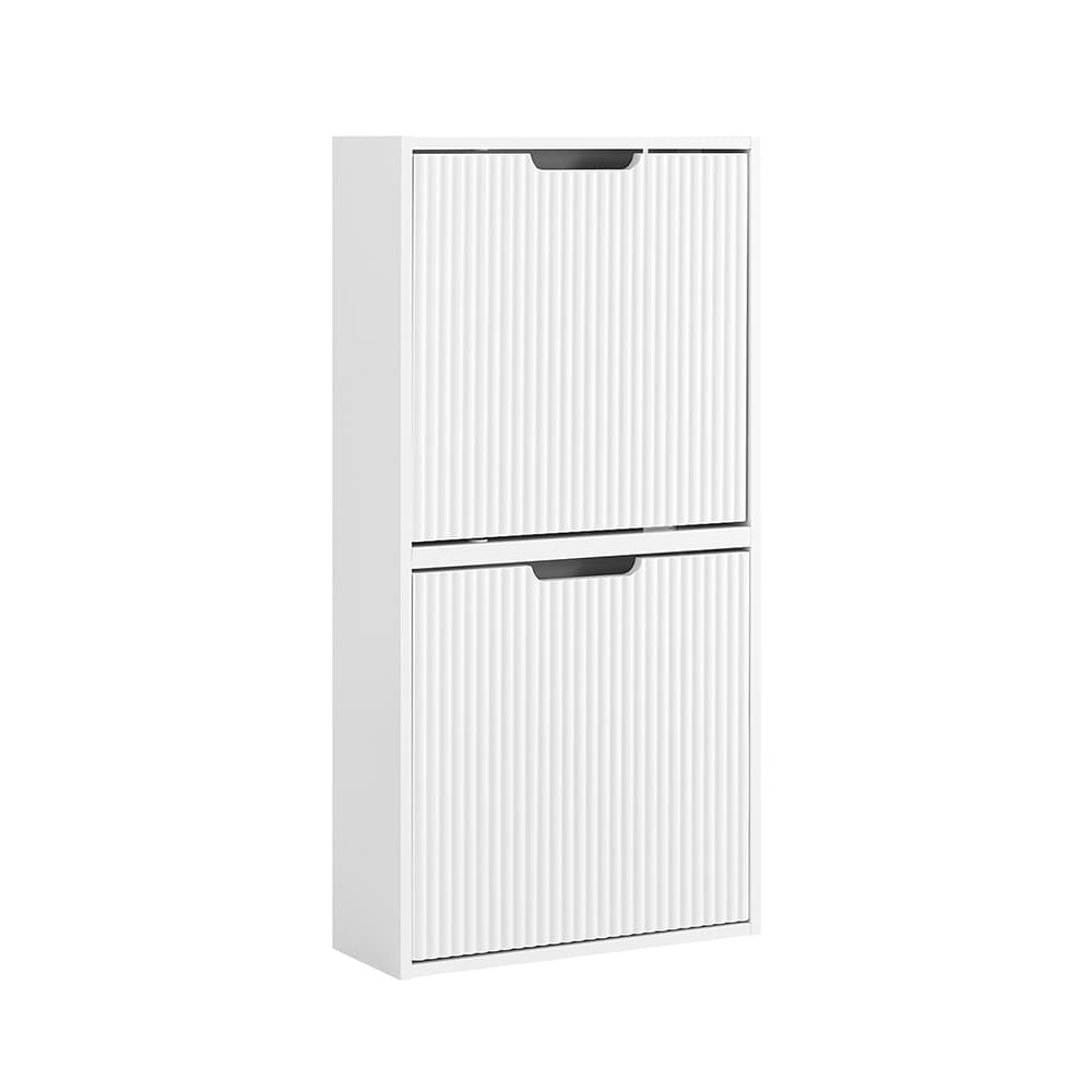SoBuy Kenkäkaappi 2-oveinen pysty-/vaaka-asennus puu valkoinen 50x19x100cm FSR204-W