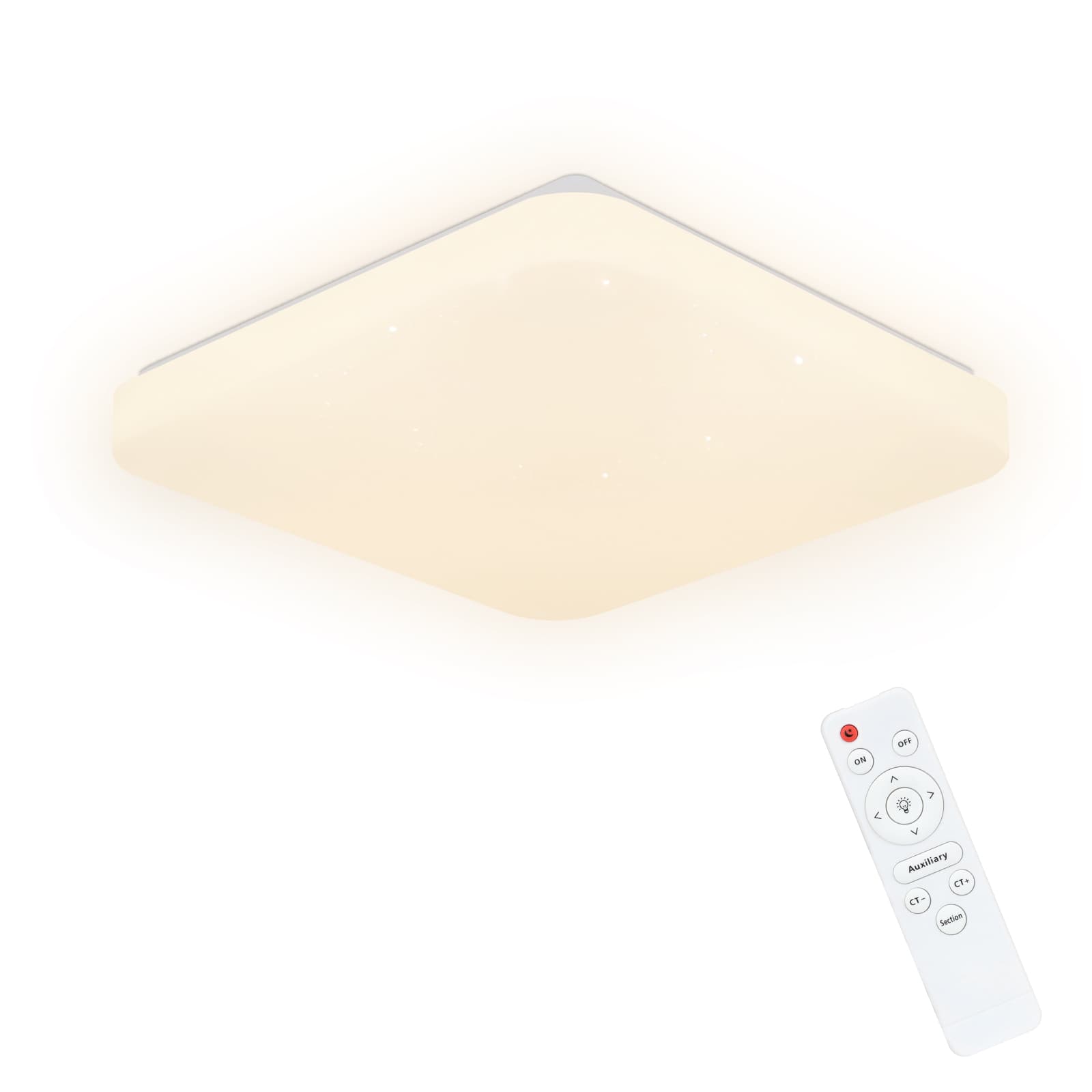 NETTLIFE LED - kattovalaisin, tähtitaivas, makuuhuoneen lamppu kaukosäätimellä, 37 W, lastenhuoneen lamppu, neliönmuotoinen lamppu, 28 cm – Nettlife