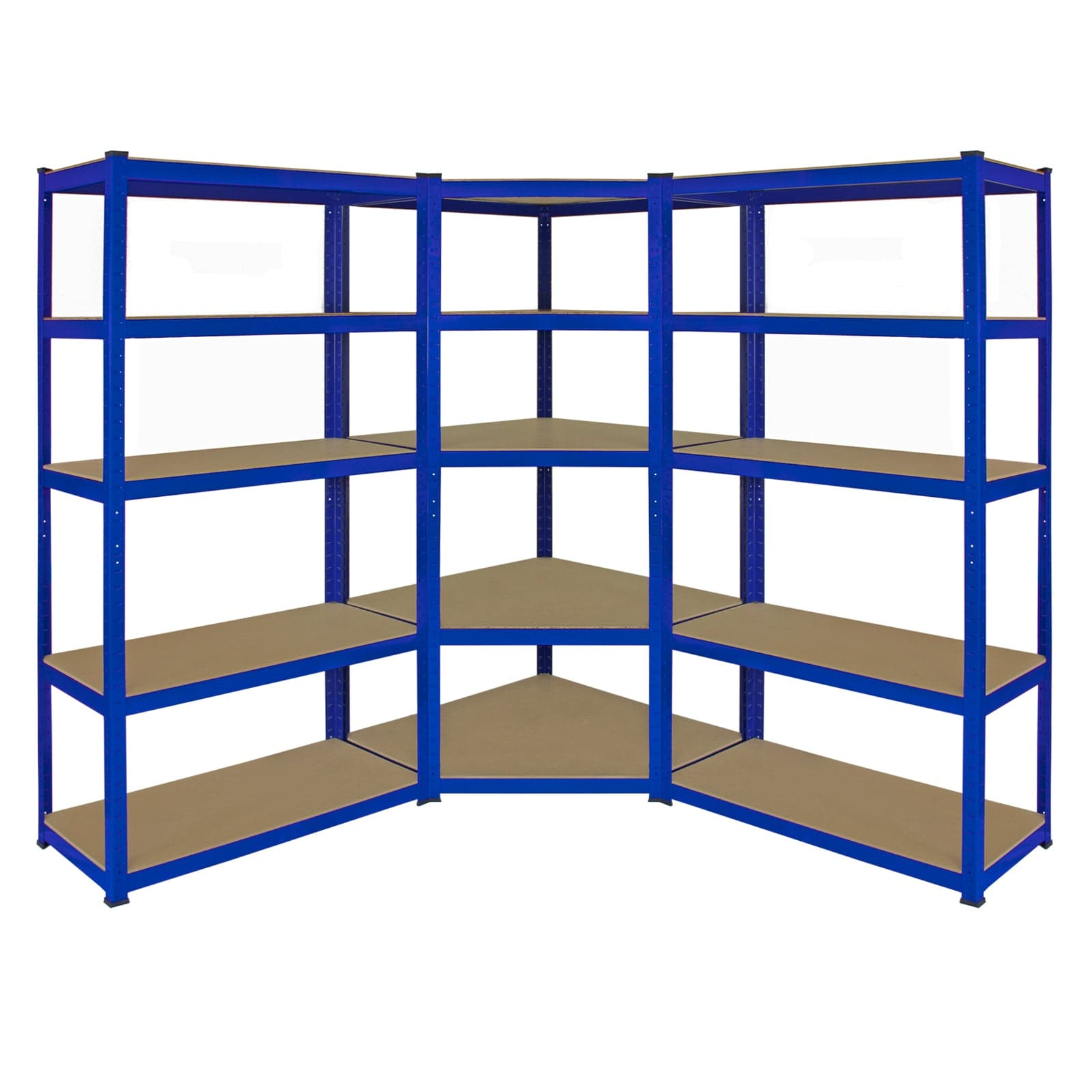 Monster Racking T-Rax -kulmahyllykkö ja 2 x 90 cm autotallin säilytyspaikkaa, sininen – Monster Racking