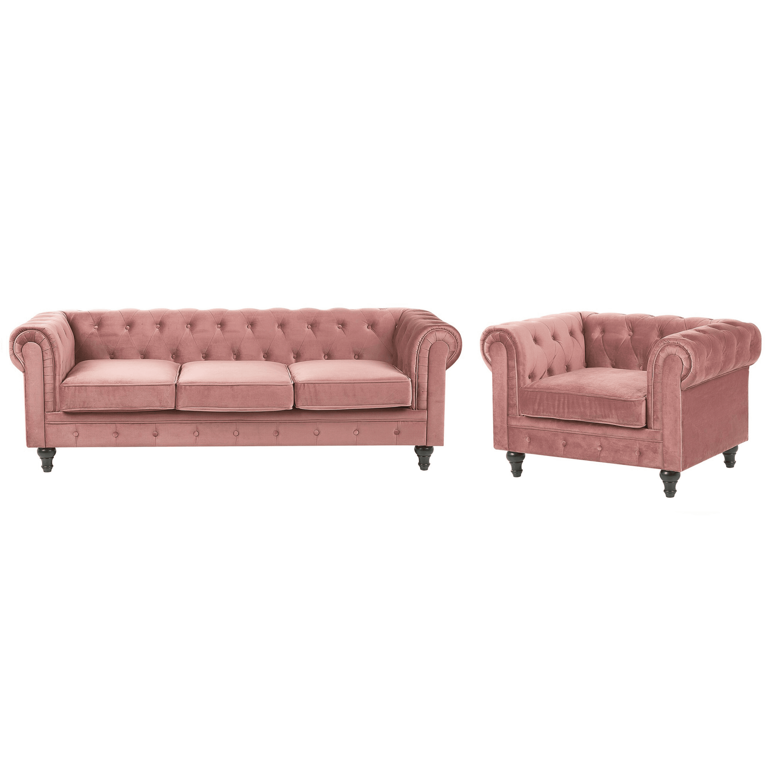 Sohvaryhmä 4-istuttava CHESTERFIELD sametti Vaaleanpunainen