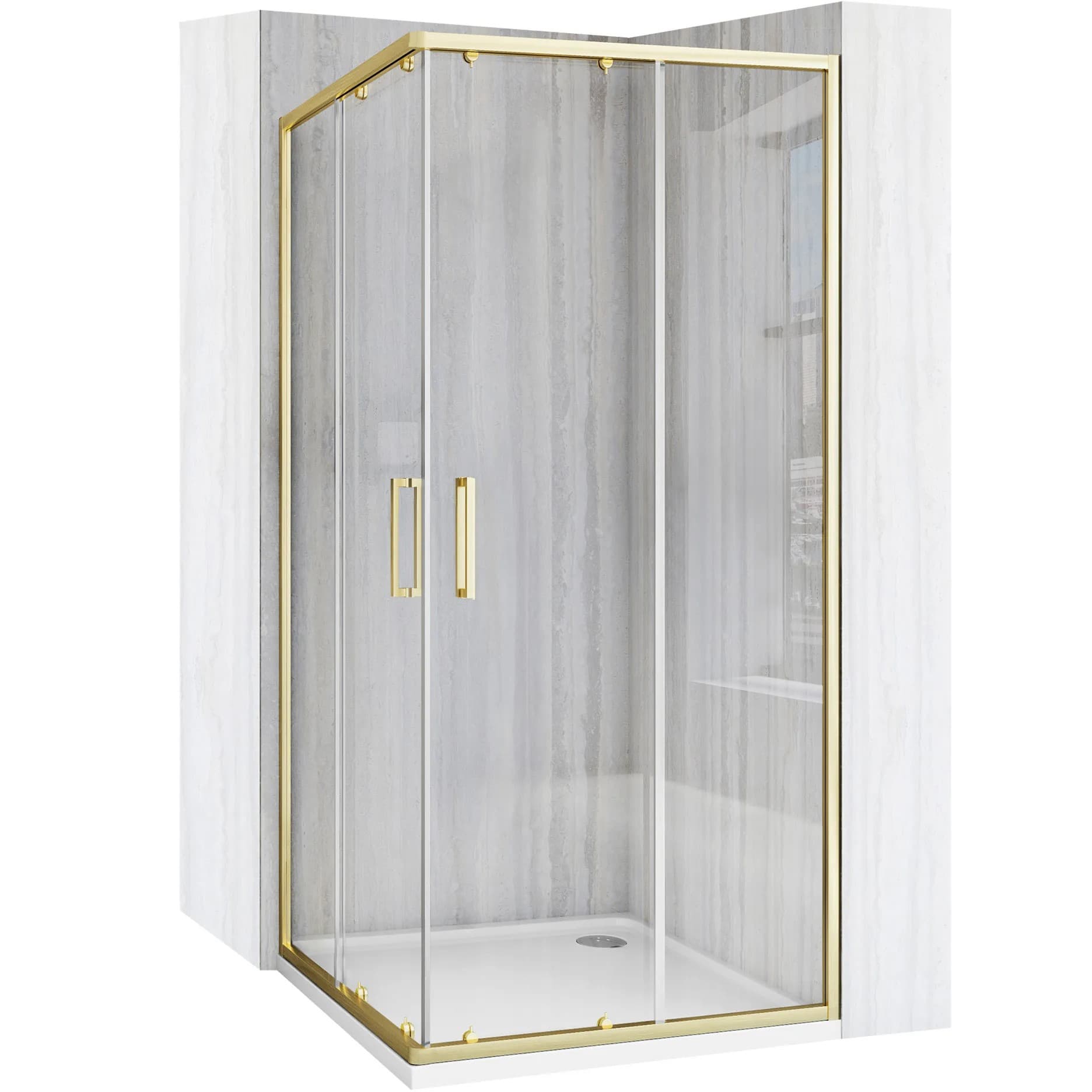 REA Suihkukaappi CITY 90x90 + Suihkuallas savoy Harjattu kulta, 90X90X190CM