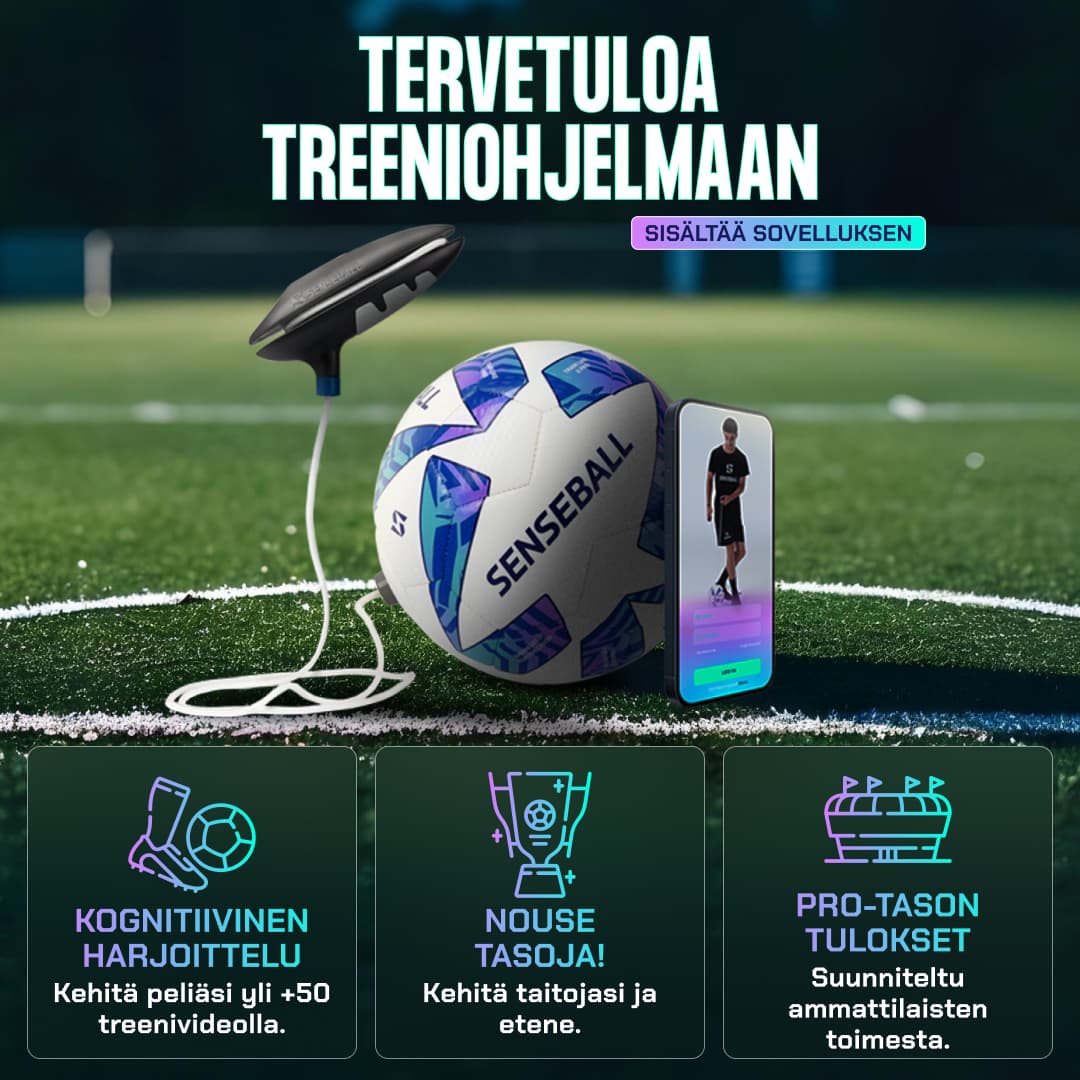 SenseBall® Treenipallo & ilmainen sovellus – Jalkapalloharjoittelu nuorille – Pallonhallinta, koordinaatio & jalkatyöskentely – 50+ valmentajavideota – Senseball