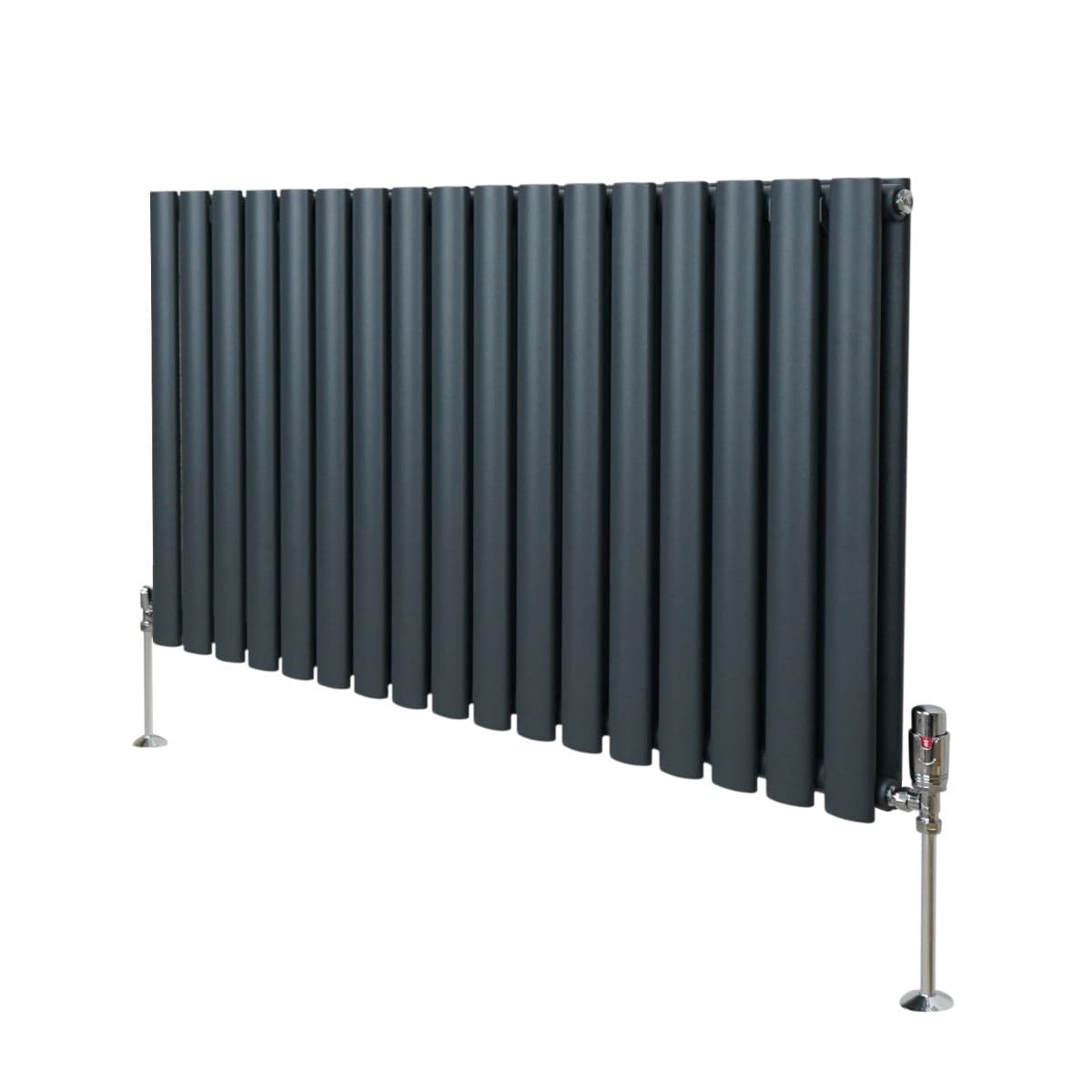 Soikea pylväspatteri ja venttiilit - 600 mm x 1020 mm – Antrasiitinharmaa