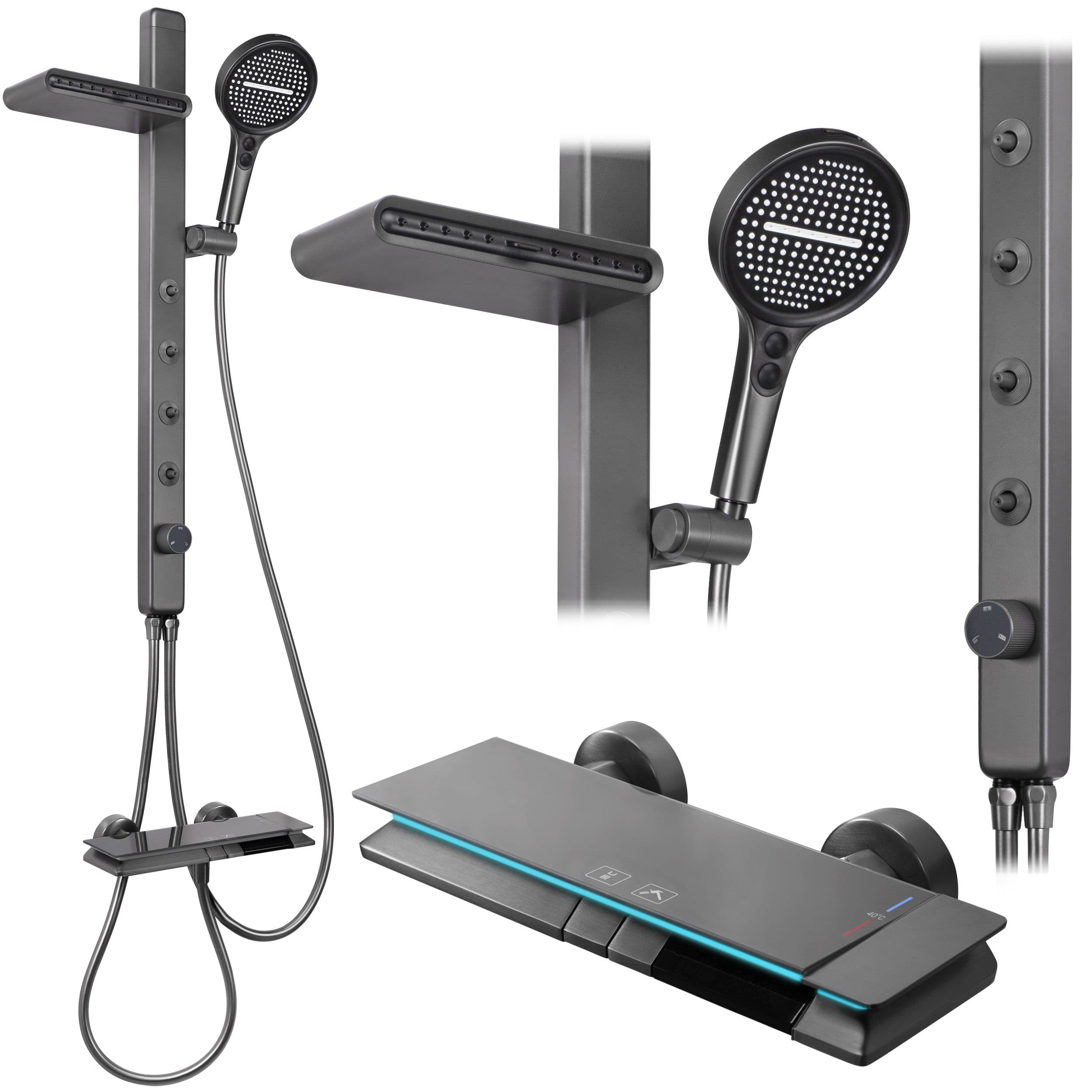 REA suihkusetti KARL THERMOSTAT titaani, 10, 5X33, 5X175CM