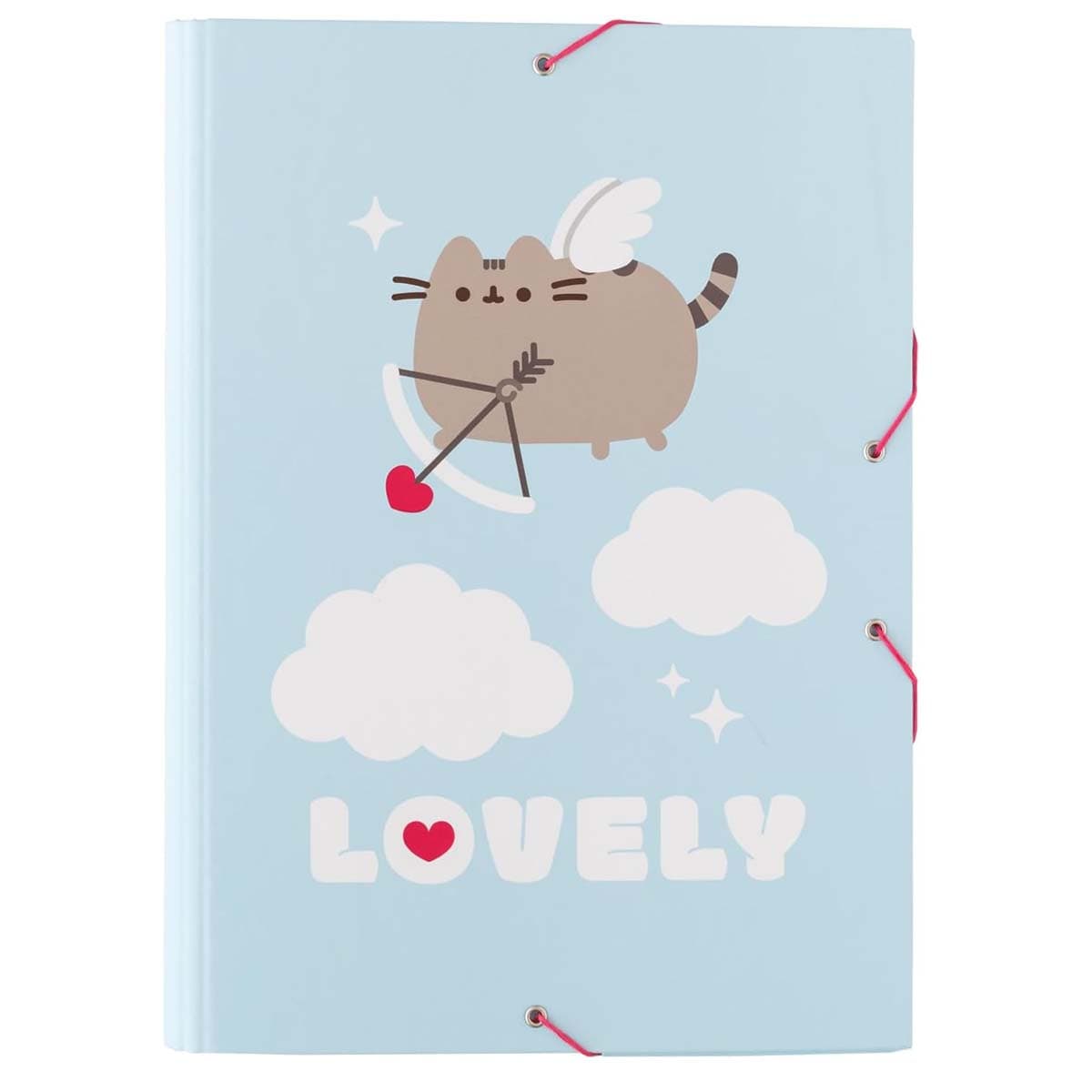 Kartonkikansio A4-kokoinen Purrfect Love -kokoelmasta, jossa on kuminauhat ja läpät