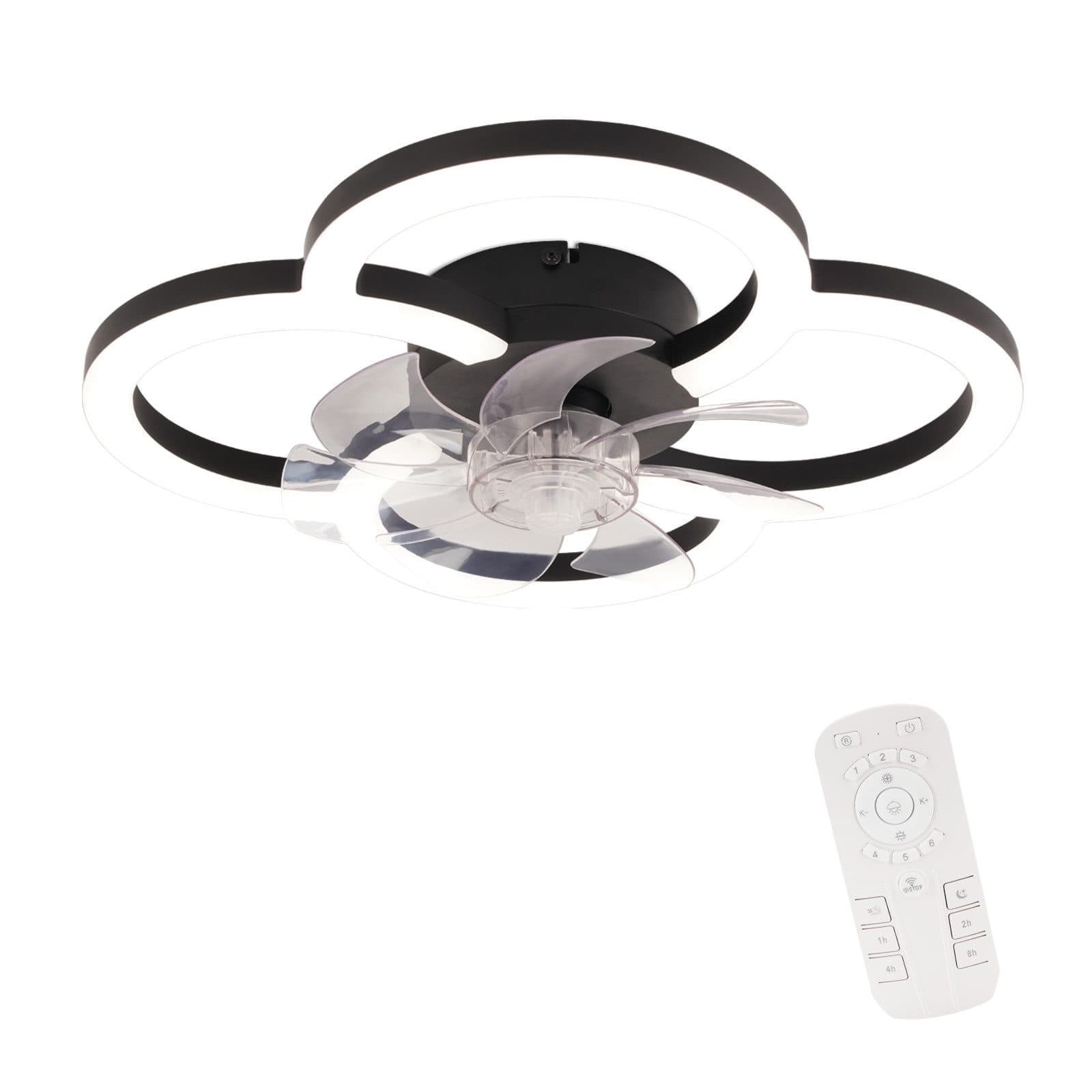 NETTLIFE LED-kattotuuletin valolla - 40 W hiljainen musta tuuletin kaukosäätimellä, himmennystoiminnolla, ajastimella ja 6 nopeudella – Nettlife