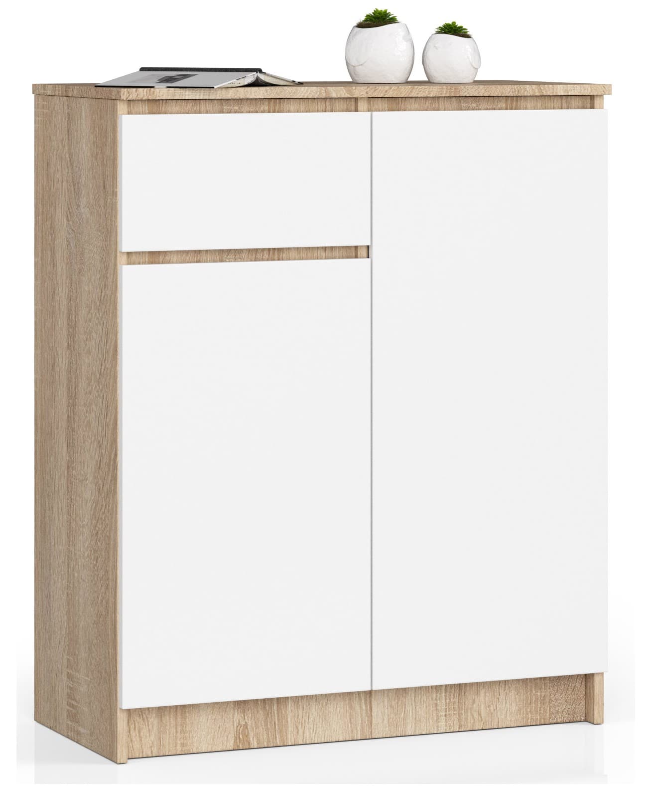 Akord Lipasto 2 Ovet 1 Laatikko Sonoma-tammi/Valkoinen 80x40x99 – Akord