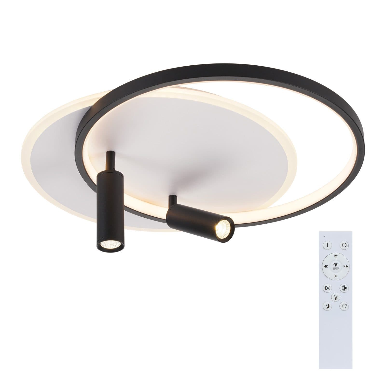 NETTLIFE LED - kattovalaisin, olohuoneen Kattovalaisin: Himmennettävä, olohuoneen valaisin, 52WKahdella, mustalla Kattovalaisimella ja Kaukosäätimellä – Nettlife