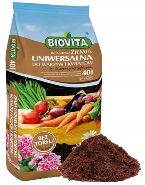 Universaali puutarhamulta vihanneksille ja kukille 40L Turvetta kompostilla – BIOVITA