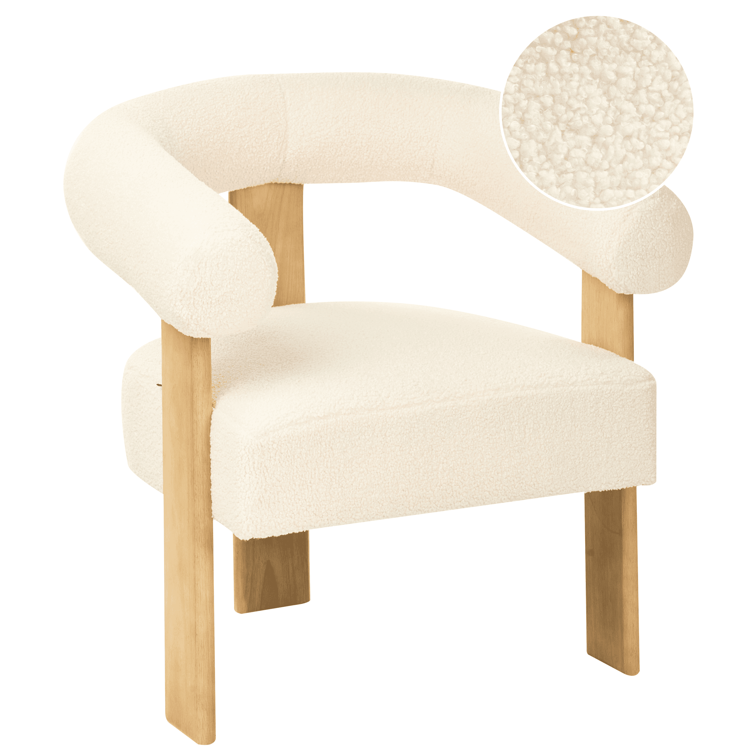 Nojatuoli ILBRO buklee Luonnonvalkoinen/vaaleanruskea – Beliani