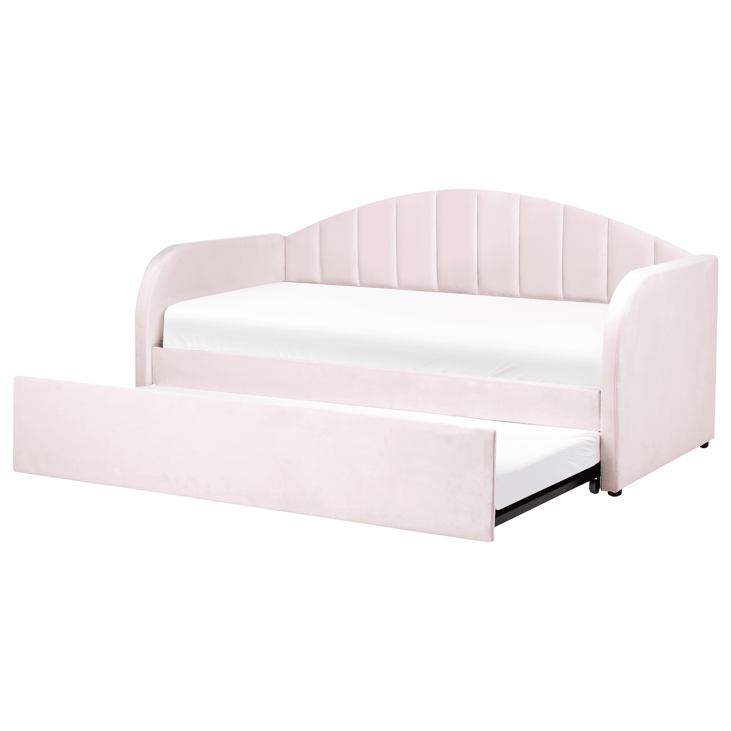 Sänky lisävuoteella sametti EYBURIE 90 x 200 cm Pastellipinkki – Beliani