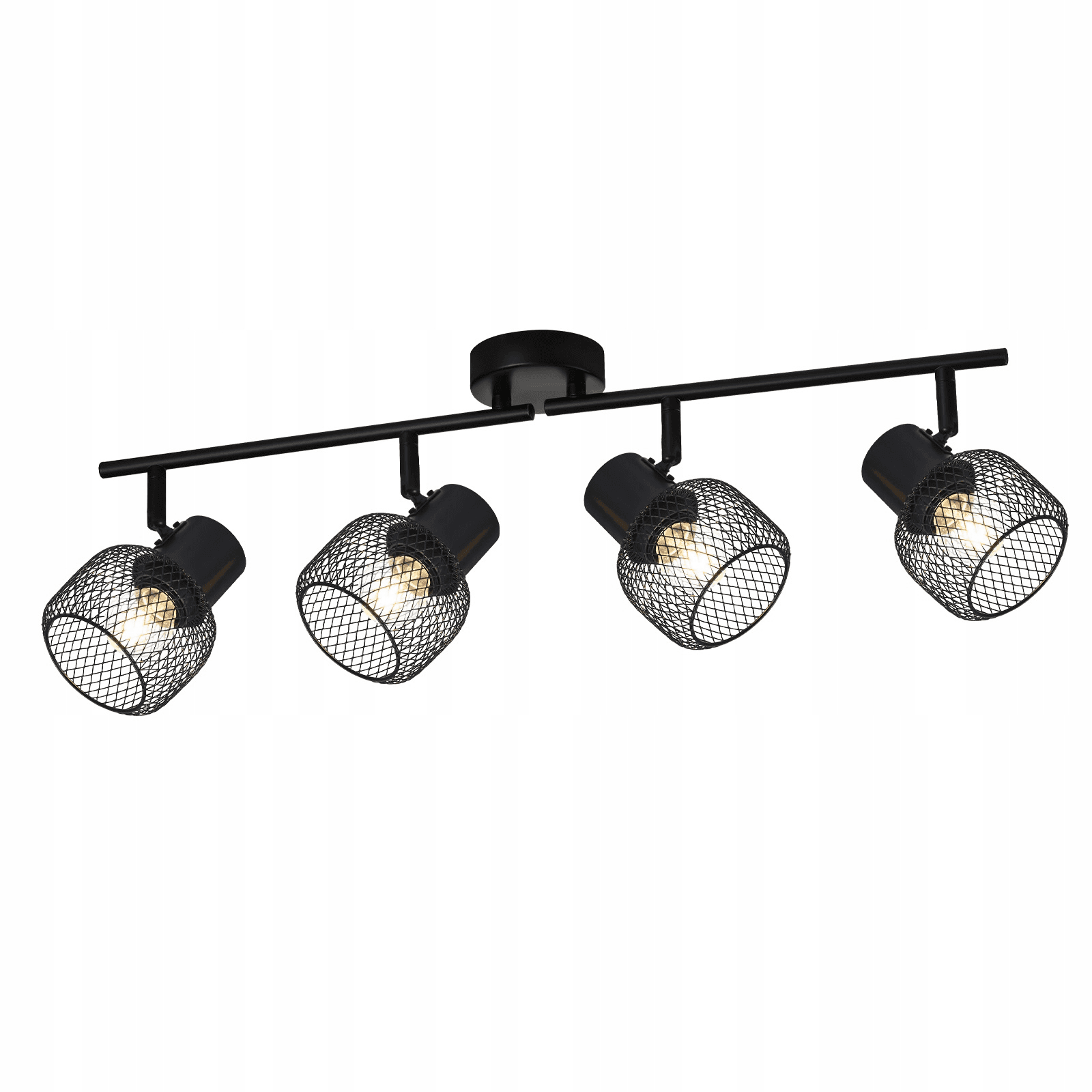 NETTLIFE 4Kohdevalaisinta, max. 25 W musta, metallinen Kattovalaisin, 4Kääntyvää, lamppua 330° E27 – Nettlife