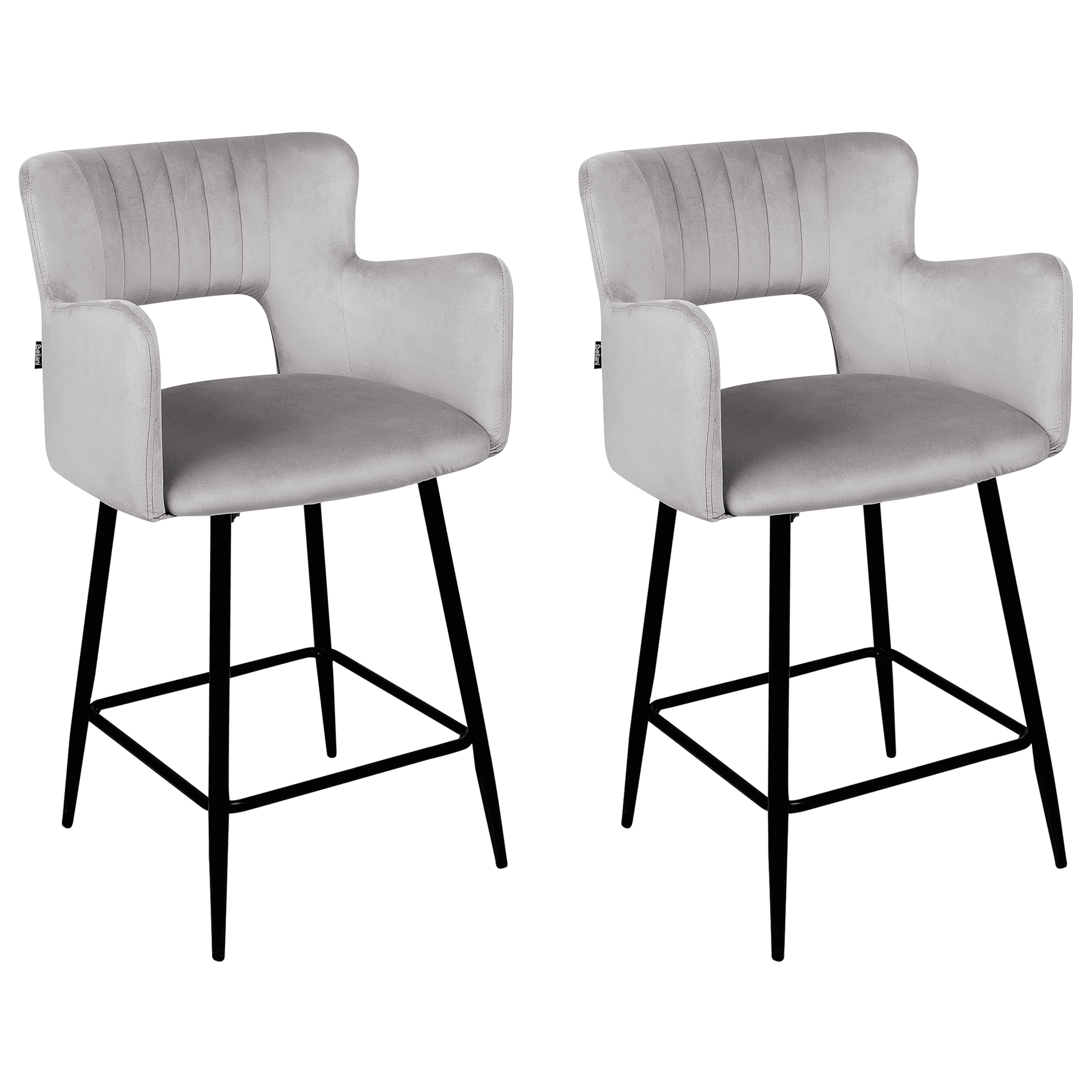 Baarituolisetti 2 kpl SANILAC sametti Vaaleanharmaa – Beliani