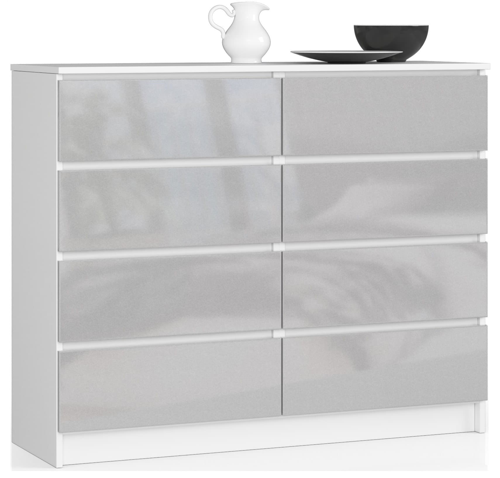 Akord Lipasto Laatikolla Valkoinen/Metalli Korkeakiilto 120x40x99