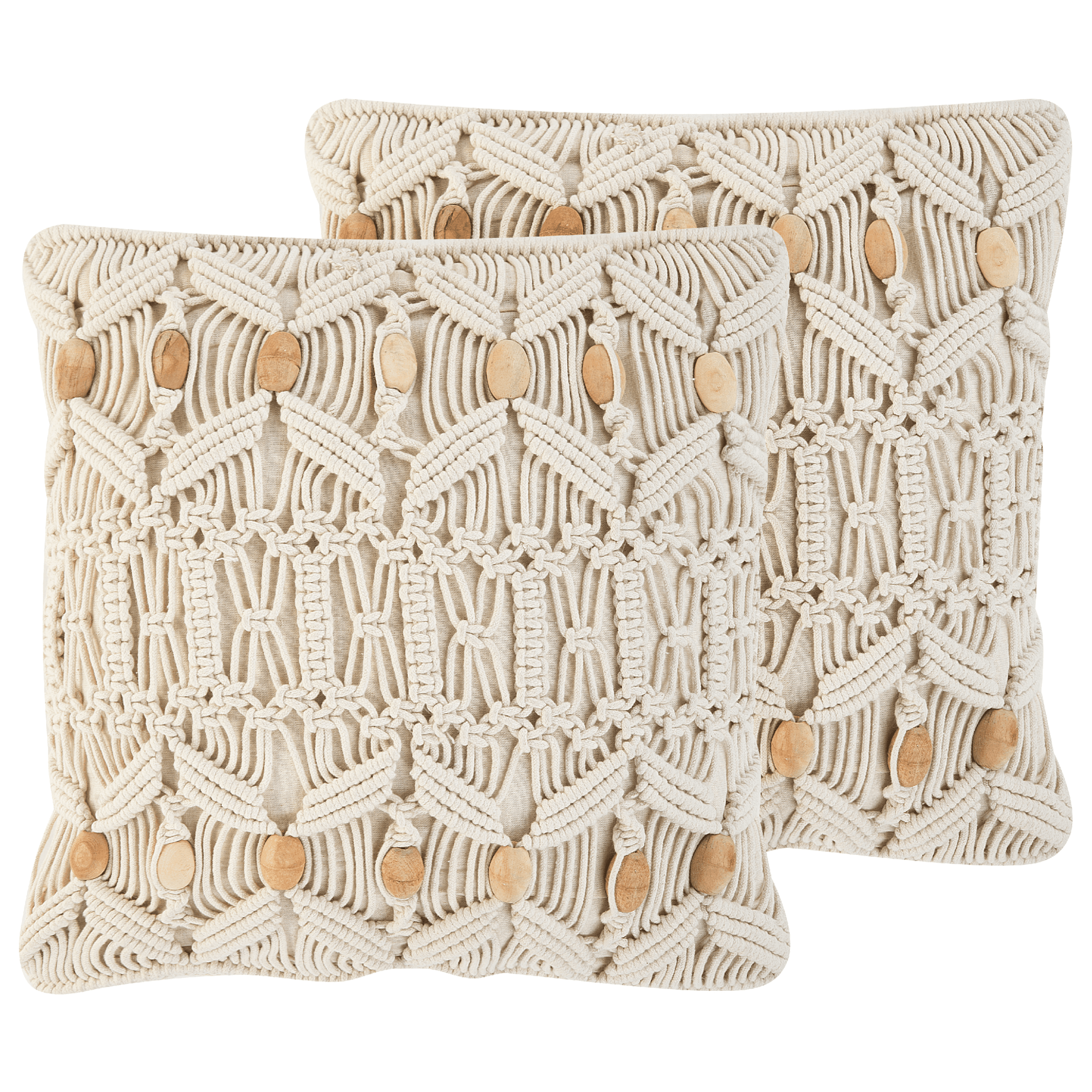 Koristetyynysetti 2 kpl NICAEA puuvilla 45 x 45 cm Beige Geometrinen kuvio