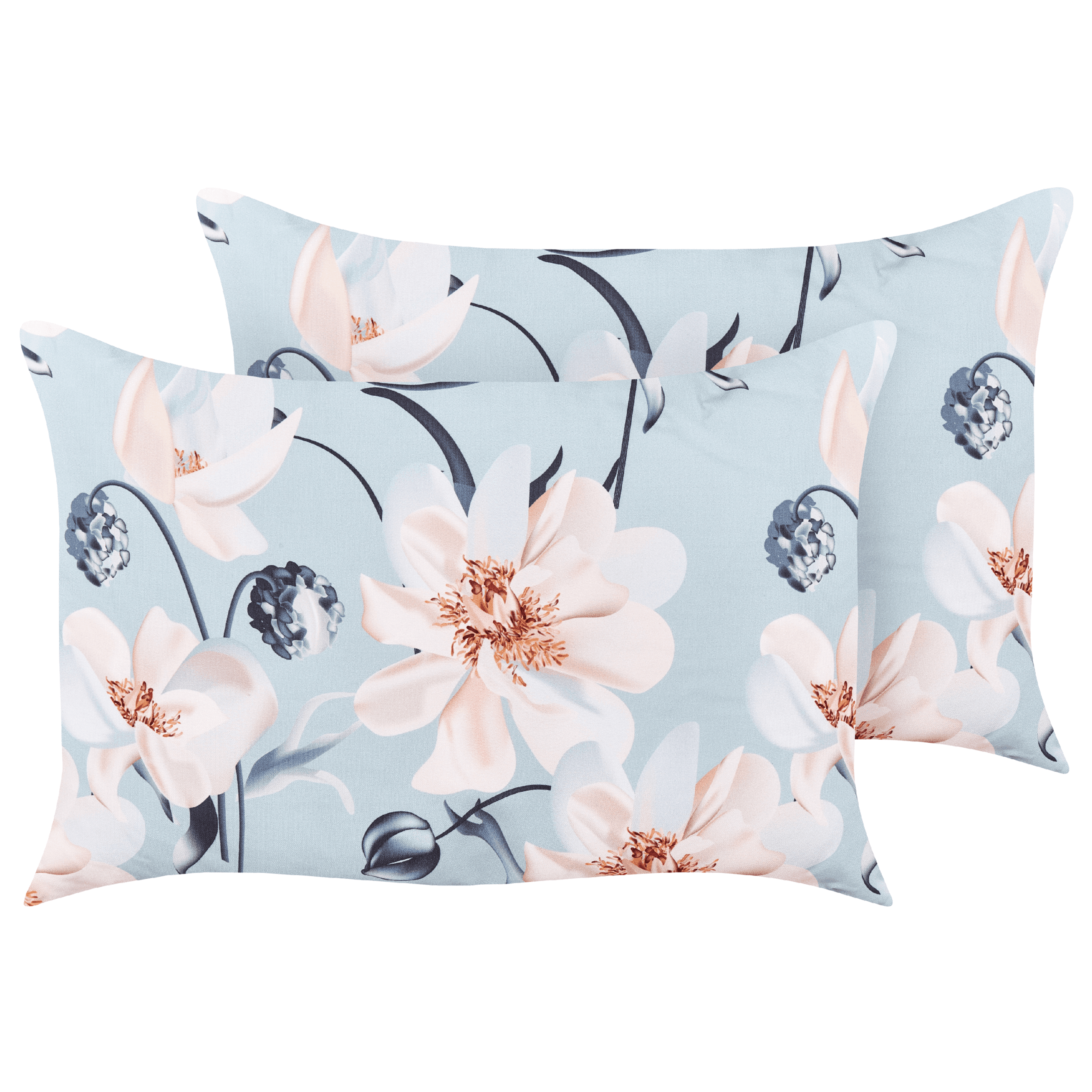 Ulkotyynysetti 2 kpl APRICALE Kukkakuvio 40 x 60 cm Sininen