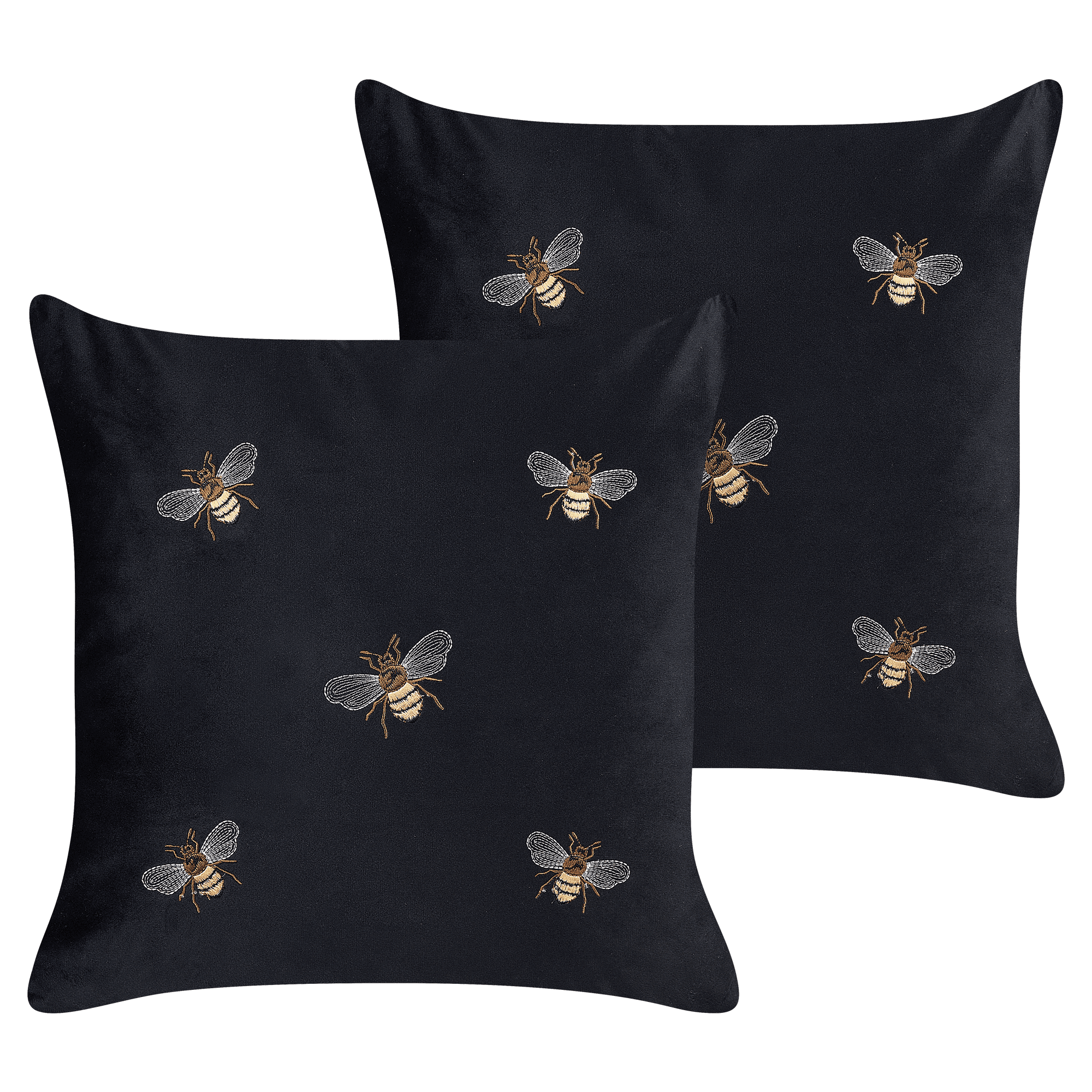 Koristetyynysetti 2 kpl TALINUM sametti 45 x 45 cm Musta Eläinkuvio