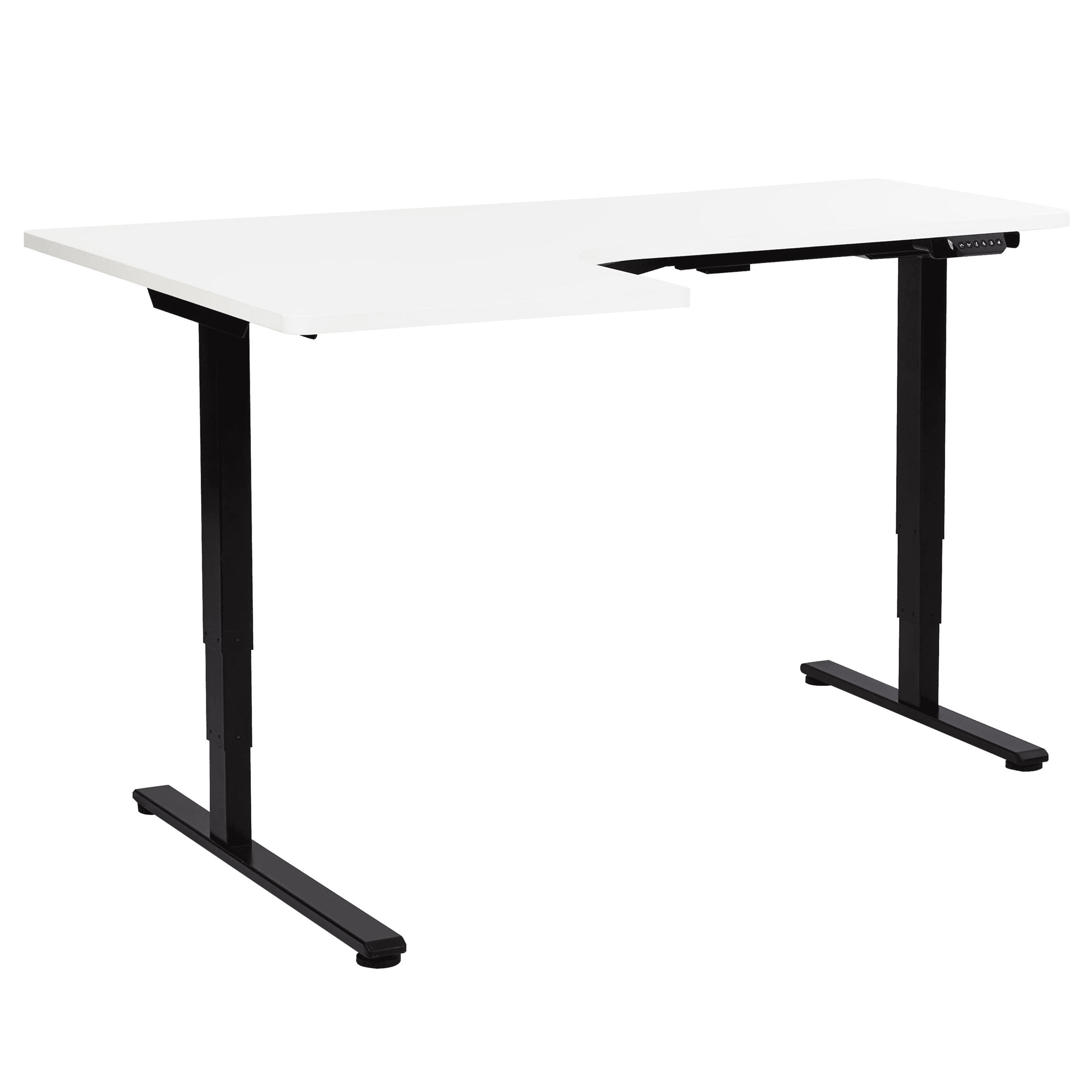 Sähkösäädettävä vasen kulmatyöpöytä DESTINES Valkoinen/musta 160 cm 109 cm Vasen
