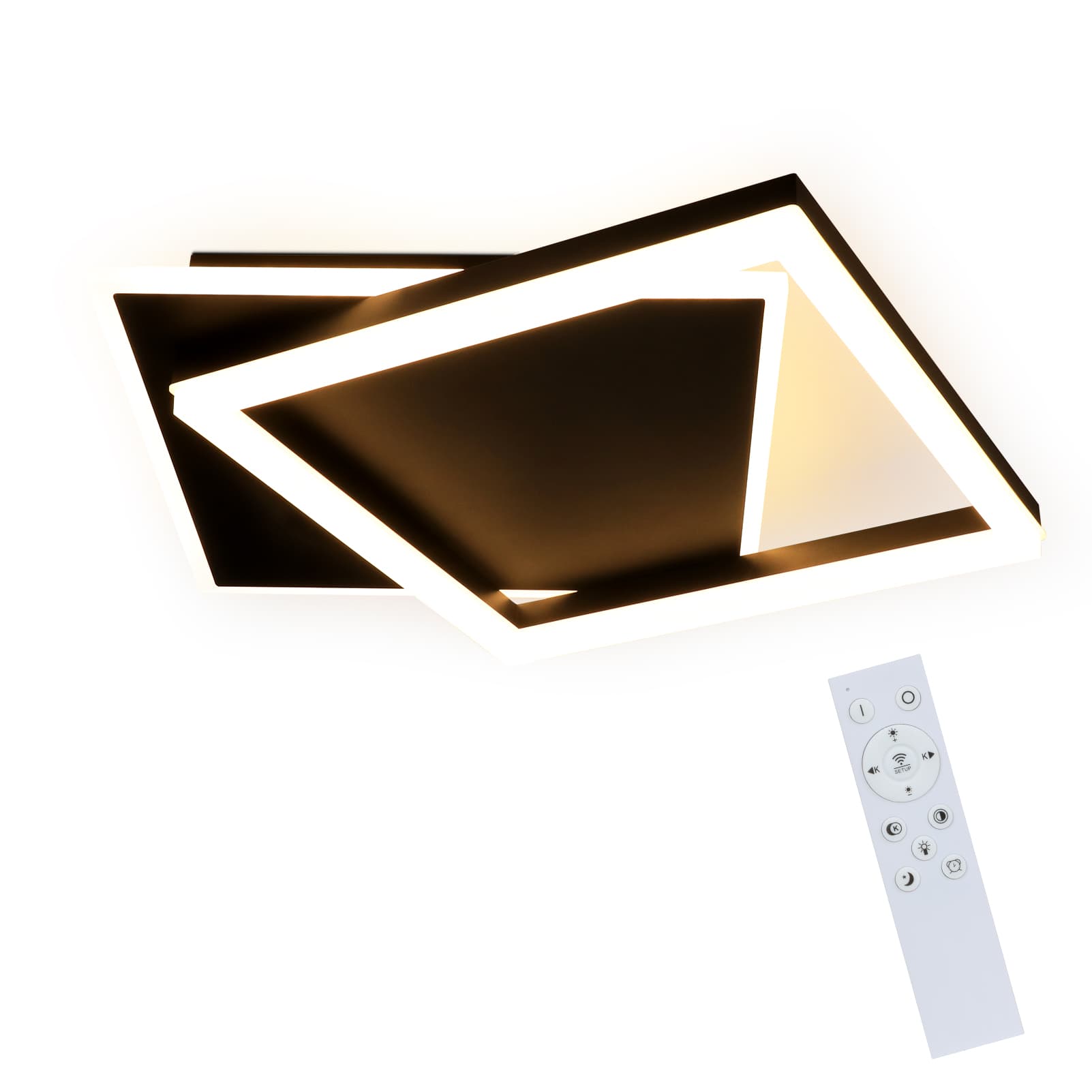 NETTLIFE LED - kattovalaisin makuuhuoneeseen, musta, himmennettävä, 42 W, moderni, kaukosäädin, neliönmuotoinen akryylikattovalaisin olohuoneeseen – Nettlife