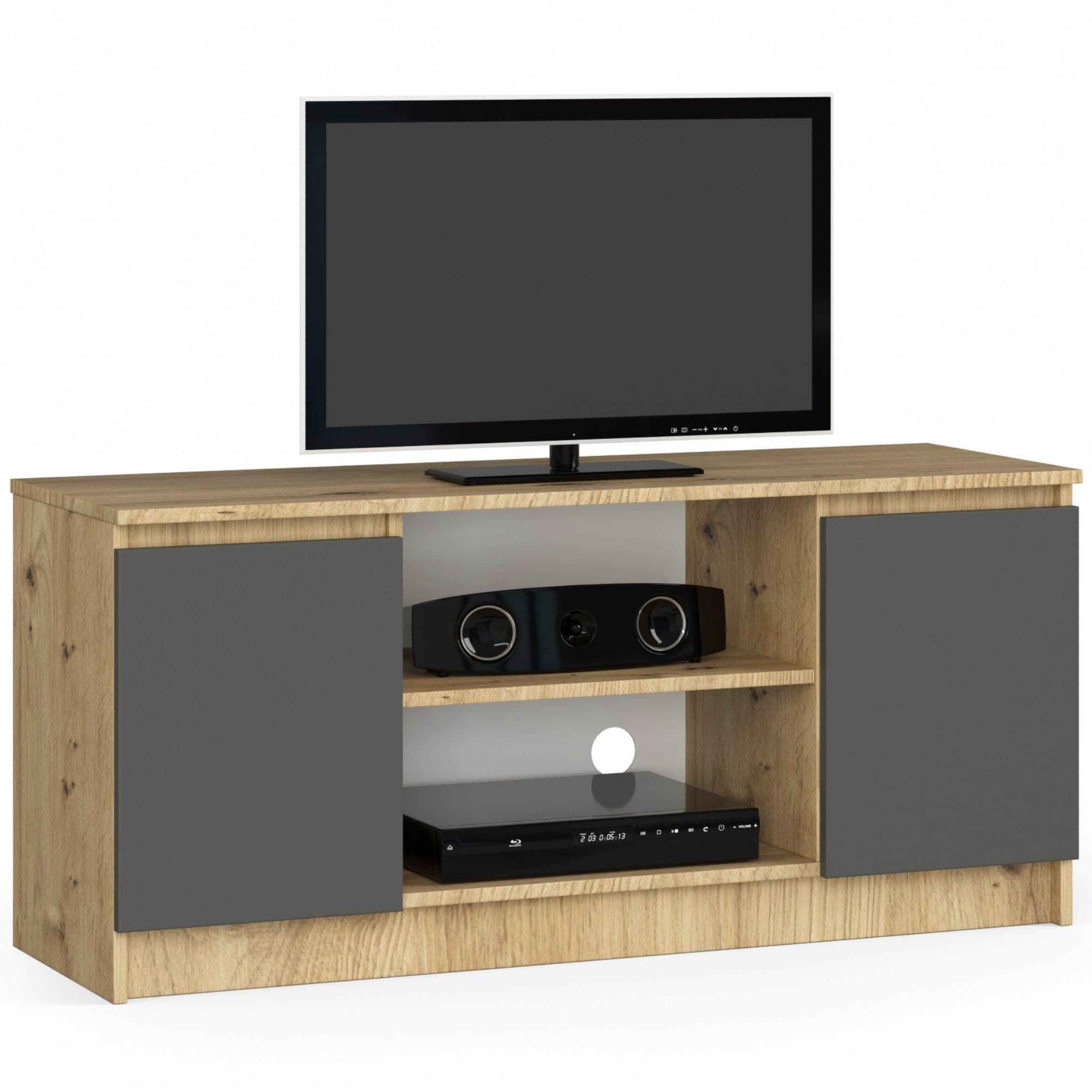 Akord TV-taso 2 ovea 1 hylly Artisan-tammi/Harmaa Grafiitti 120x40x55 – Akord