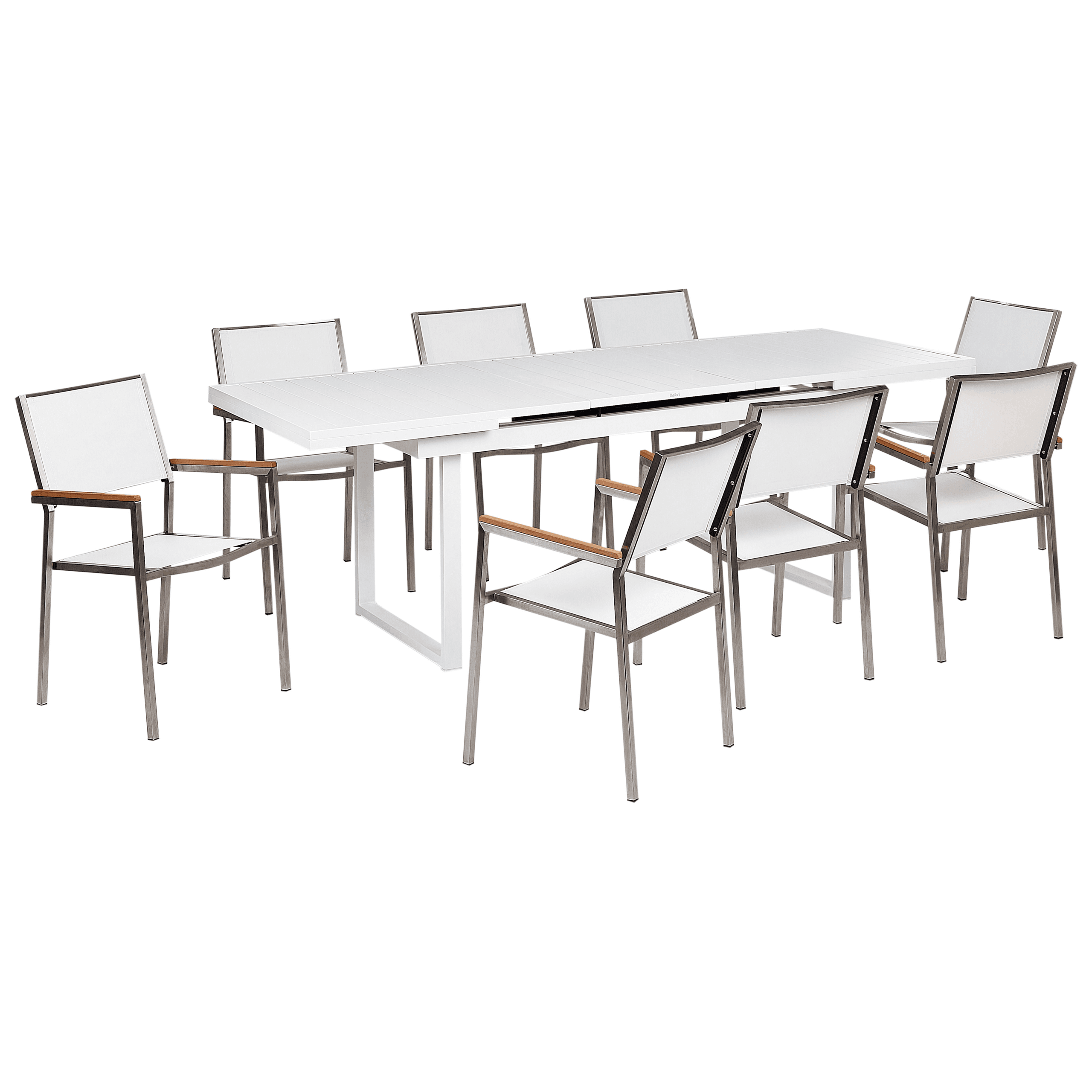 Ulkoruokailuryhmä 8-istuttava VALCANETTO/GROSSETO metalli Valkoinen – Beliani
