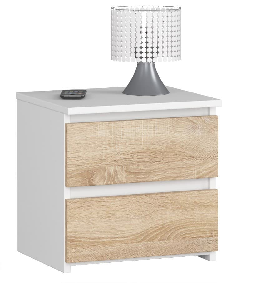 Akord Senkki 2 Laatikkoa Valkoinen/Sonoma-tammi 40x35x40 – Akord