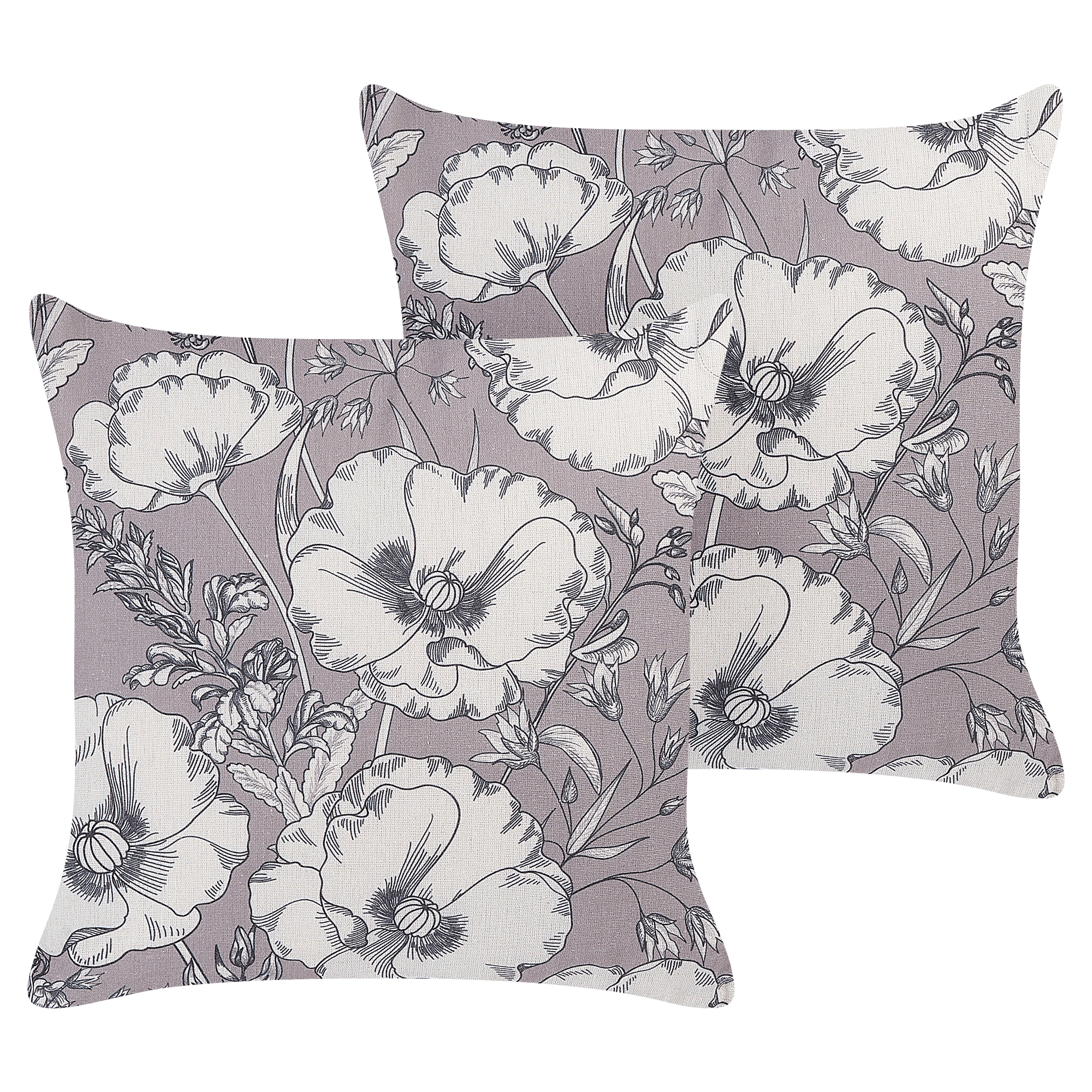Koristetyynysetti 2 kpl SOPHORA 45 x 45 cm Harmaa Kukkakuvio