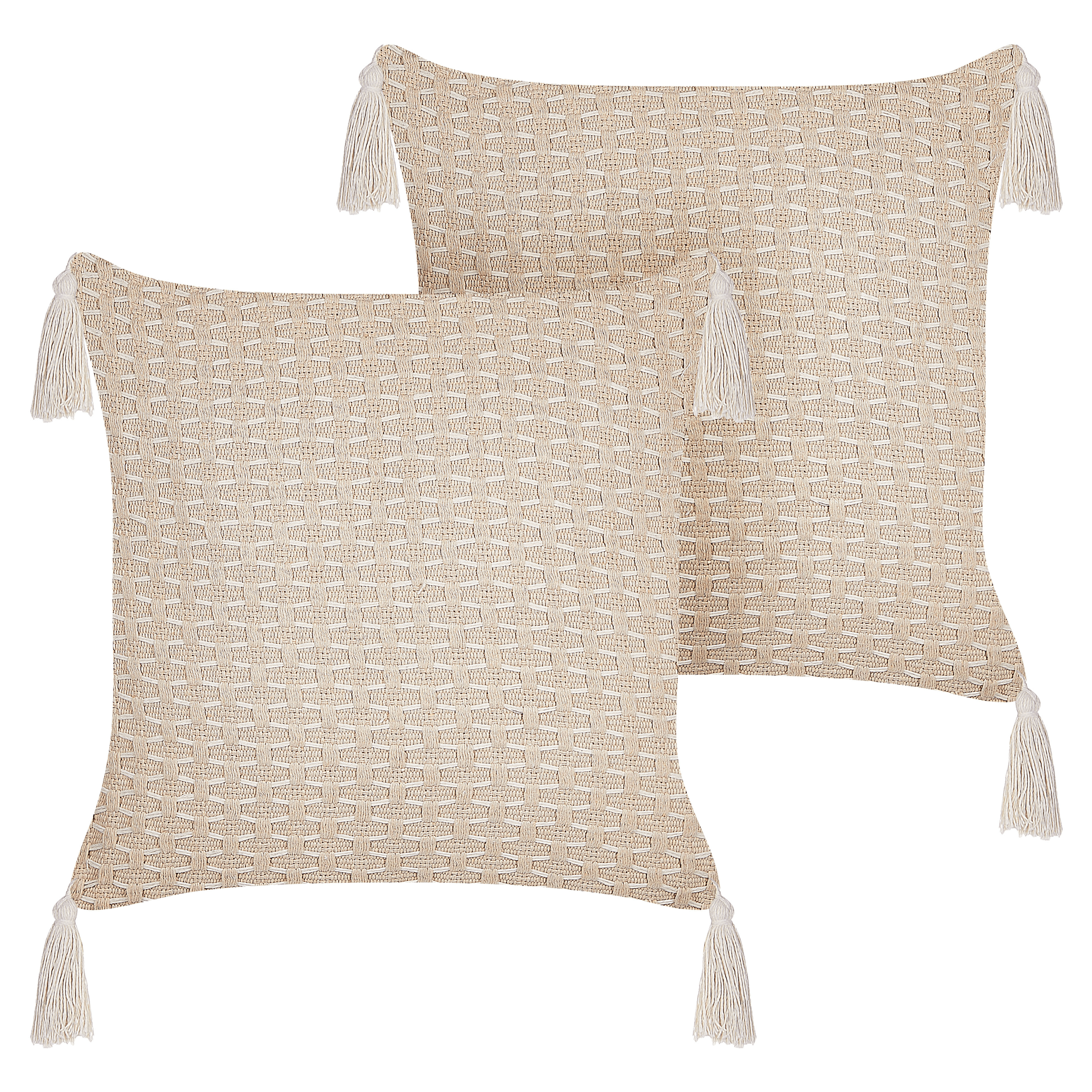 Koristetyynysetti 2 kpl HAKONE 42 x 42 cm Vaaleanbeige Geometrinen kuvio – Beliani