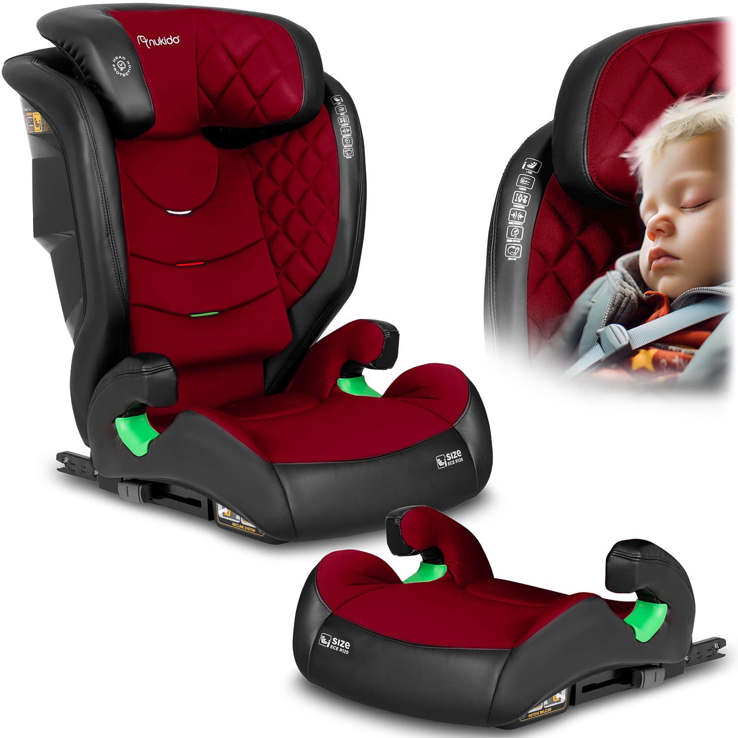 Nukido Louis Turvaistuin Musta ja Punainen 15-36 kg ISOFIX