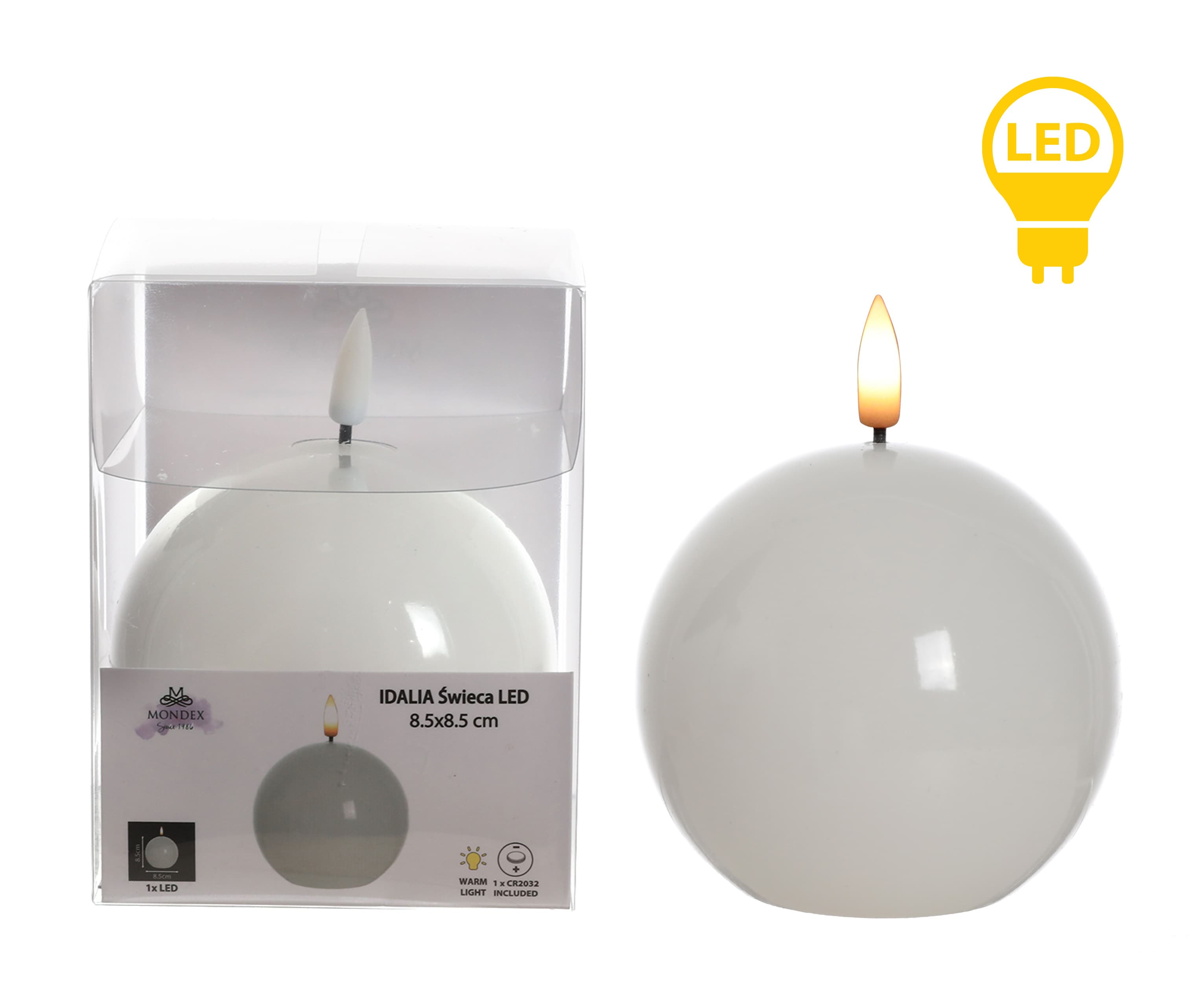 LED-kynttilä vaha IDALIA 9x11 cm valkoinen 1 kpl