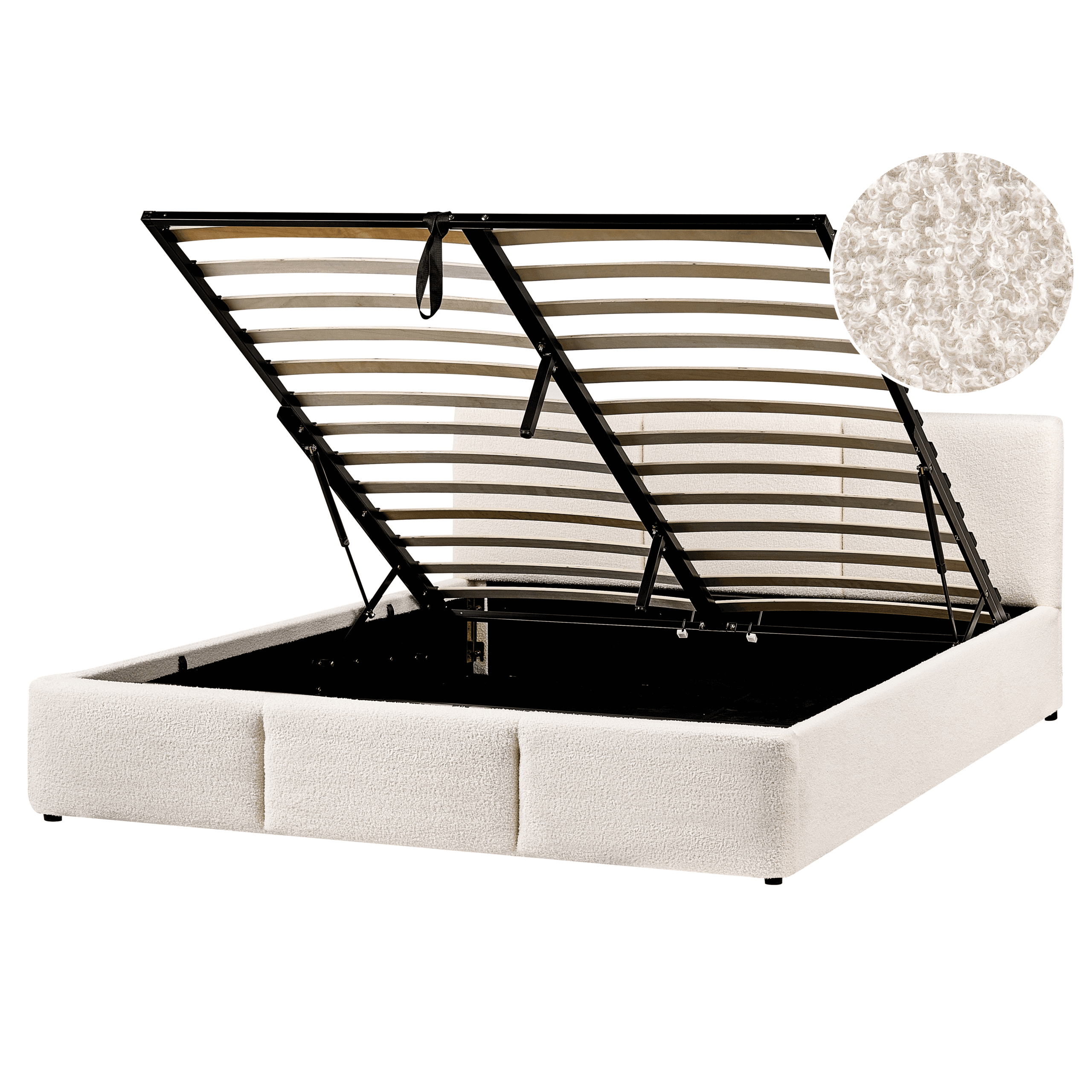 Sänky säilytystilalla buklee BOUSSE 160 x 200 cm Luonnonvalkoinen – Beliani