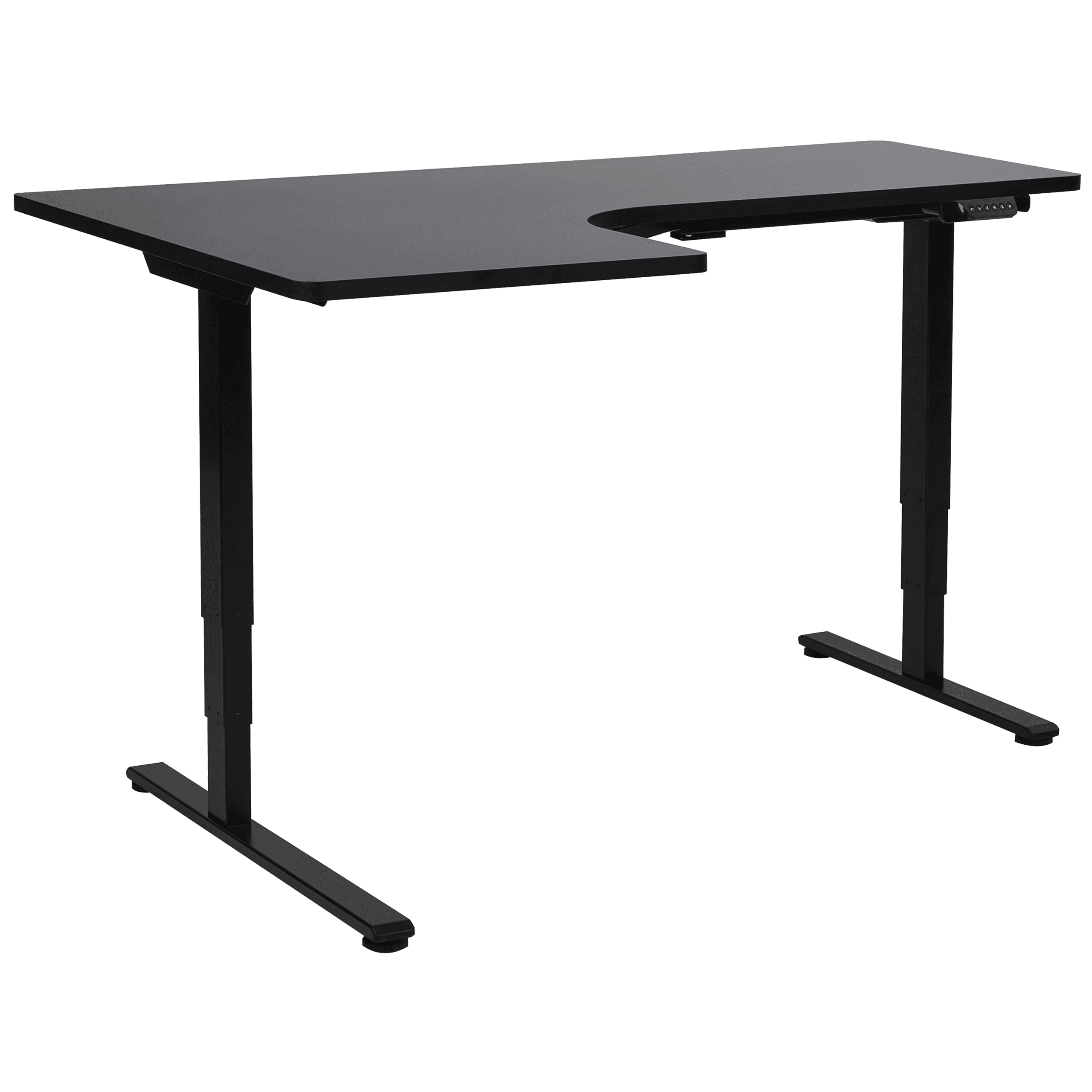 Sähkösäädettävä vasen kulmatyöpöytä DESTINES Musta 160 cm 109 cm Vasen – Beliani