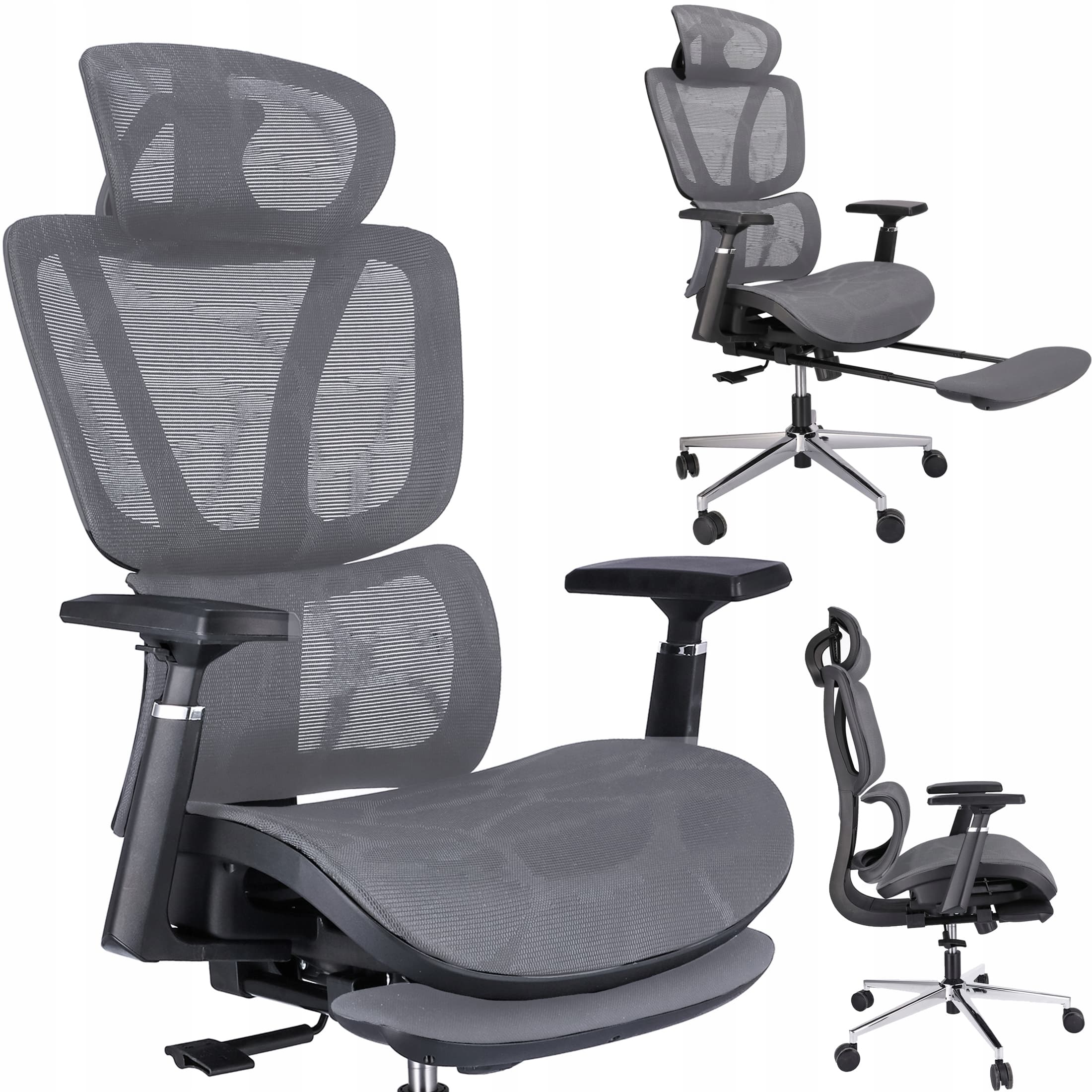 NEOVA harmaa nojatuoli jalkarahilla – JUMI