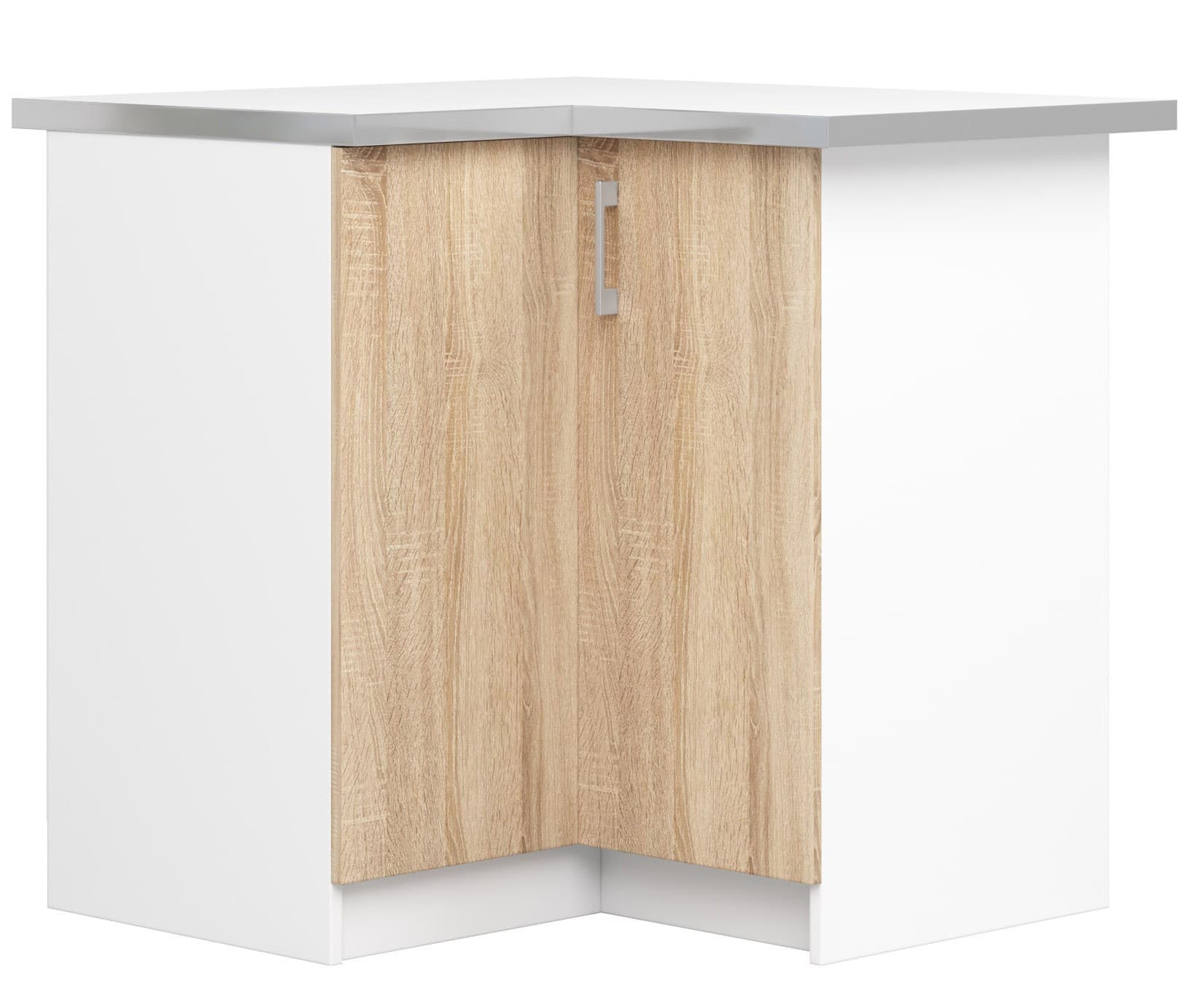 Akord Keittiön kulmakaappi valkoisella/Sonoma-tammi tasolla 84x45x86 – Akord
