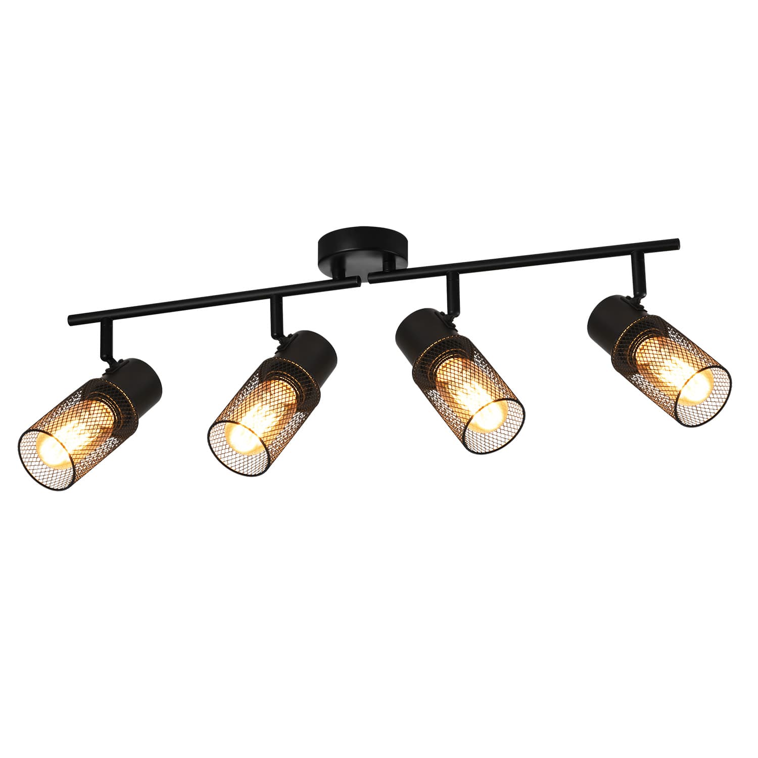 NETTLIFE 4 vintage mustaa metallista E27- kattospottia, 330° säädettävä olohuoneeseen, makuuhuoneeseen, lastenkeittiöön ilman polttimoa