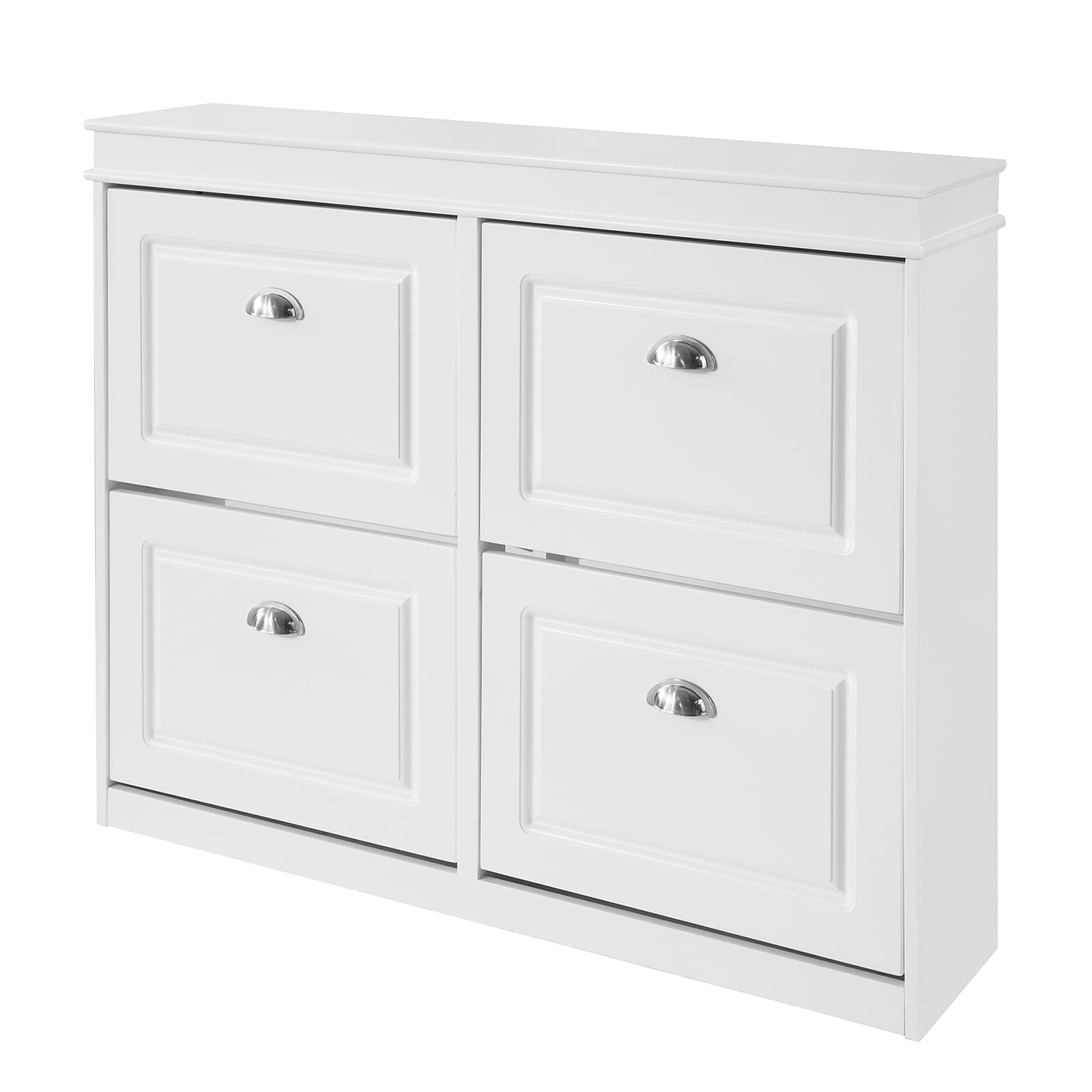 SoBuy kenkäkaappi FSR79-W 4-ovinen puukuitulevy, valkoinen – SoBuy