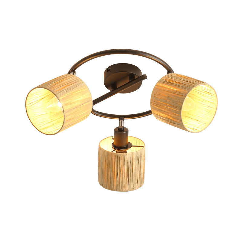 NETTLIFE kattokohdevalaisin 3 liekkiä E14 luonnonmusta kattovalaisin paperi olohuoneeseen – Nettlife