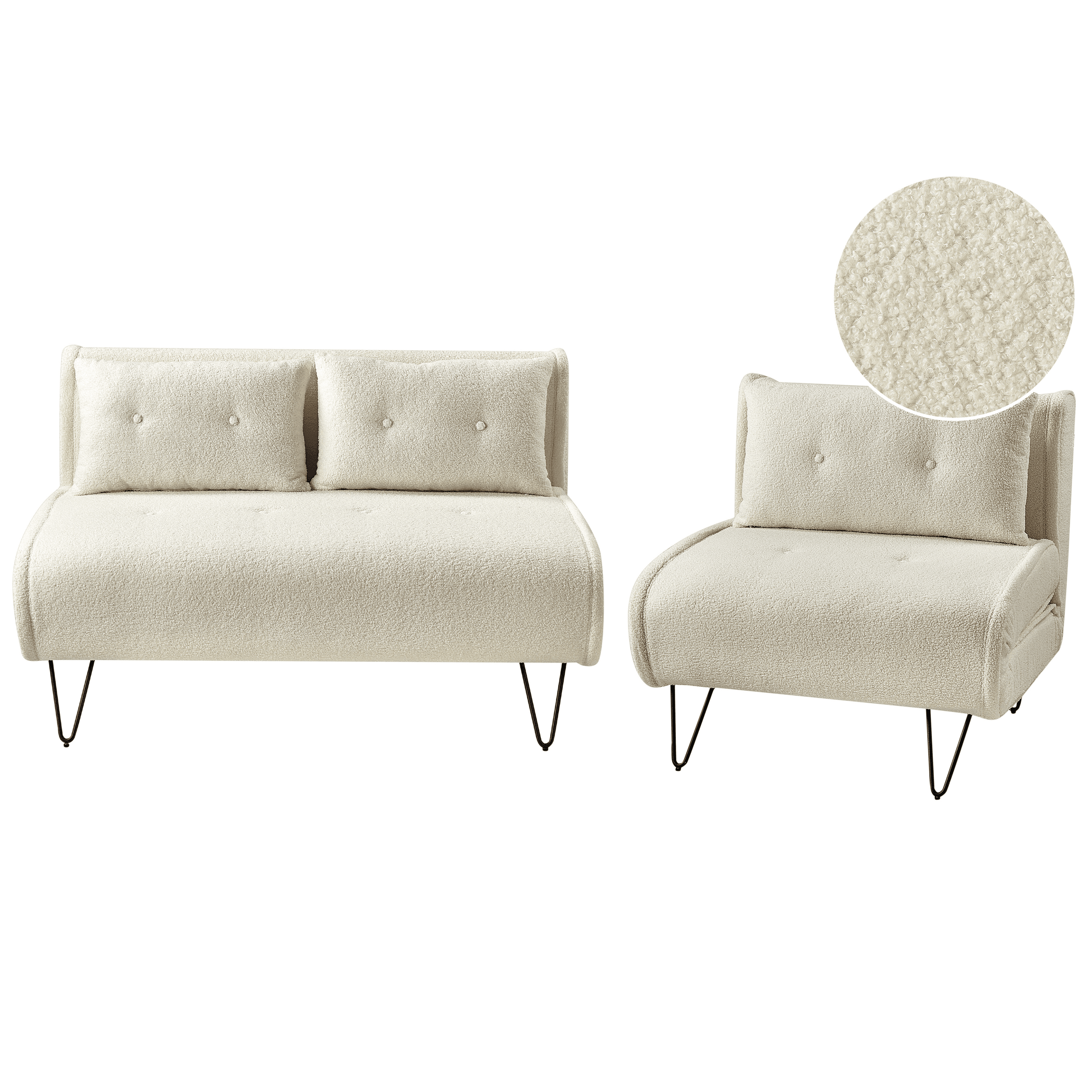 Sohvaryhmä 3-istuttava VESTFOLD buklee Luonnonvalkoinen – Beliani