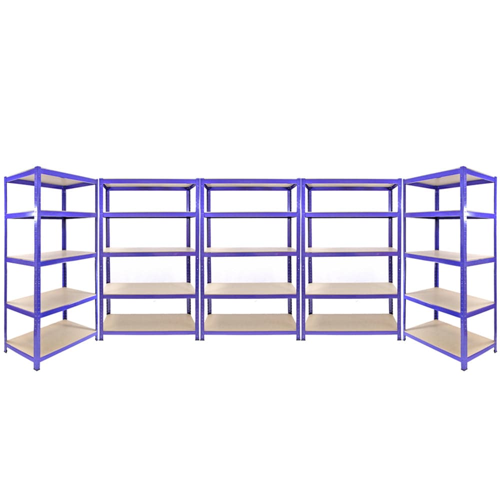 3 x Q-Rax sininen 120 x 50 x 180 cm ja 2 x sinistä hyllystöä 90 x 50 x 180 cm