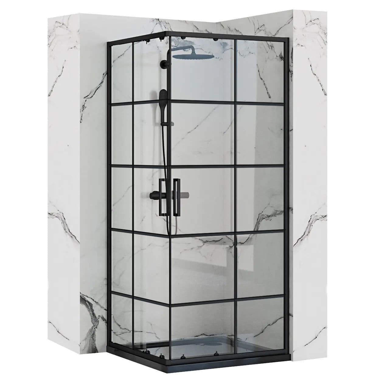 REA Suihkukaappi CONCEPT 90x90 Musta, 90X90X190CM + suihkuallas savoy musta