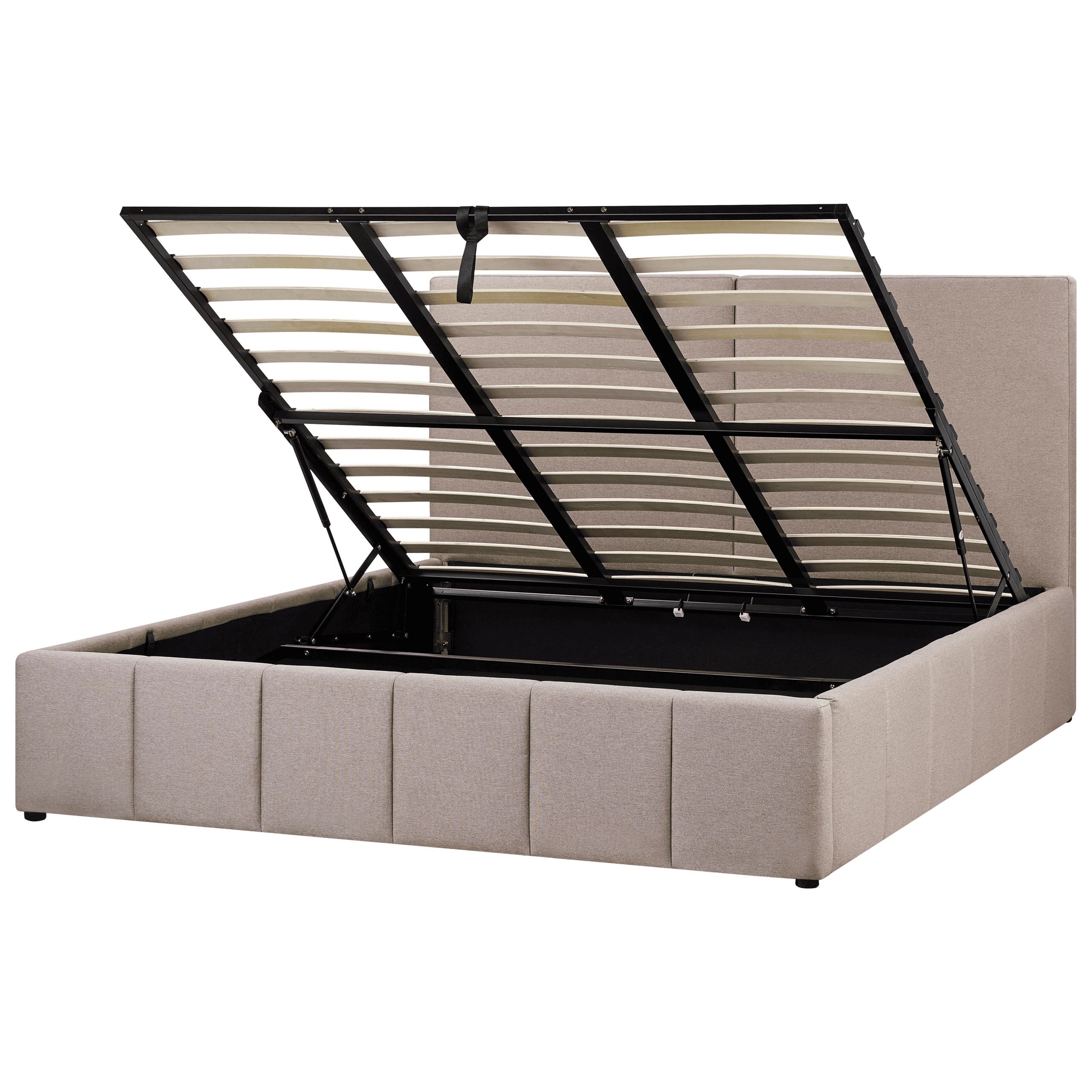 Sänky säilytystilalla kangas CASTELNAVET 180 x 200 cm Ruskeanharmaa – Beliani