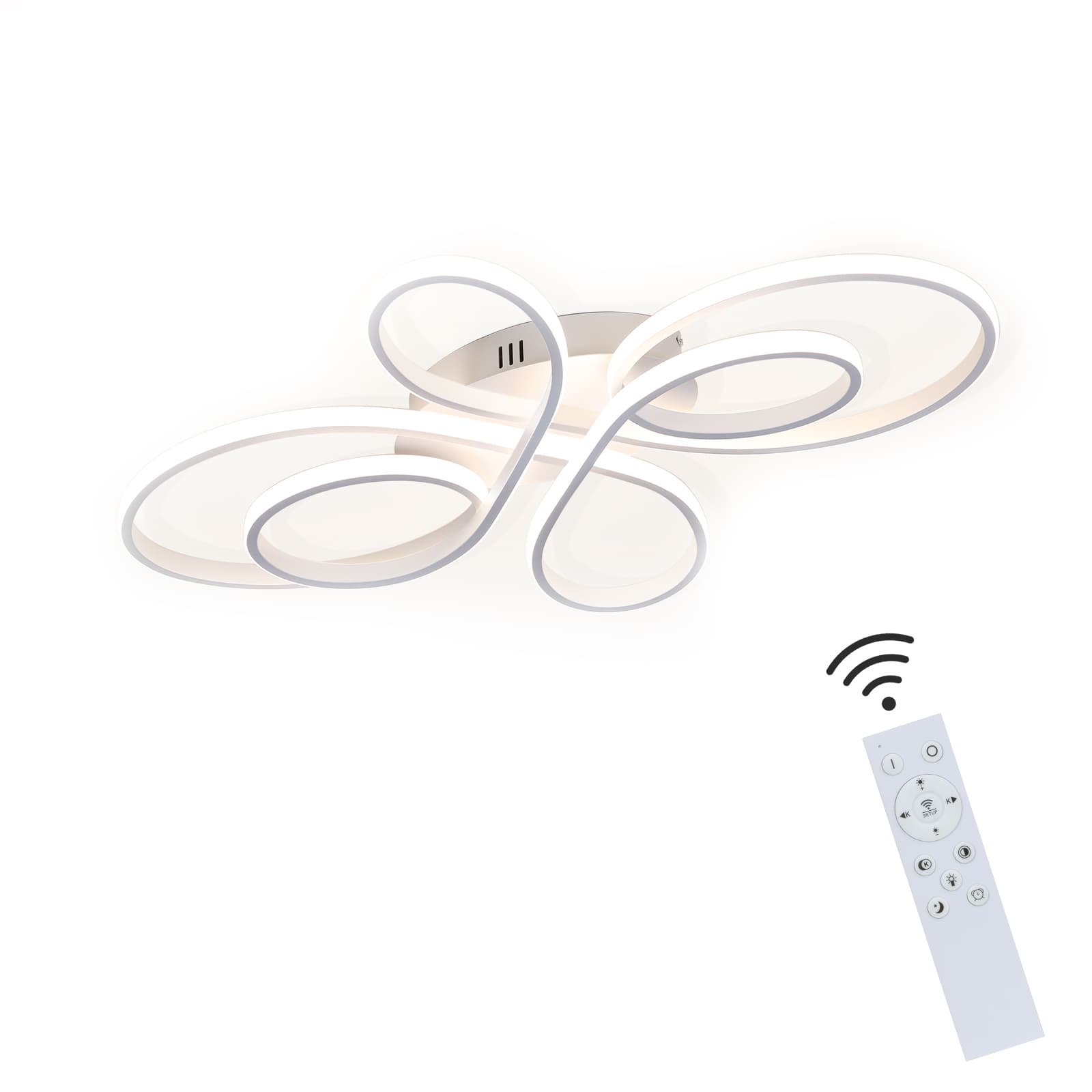 NETTLIFE himmennettävä, LED - kattovalaisin, 66 cm, moderni Valkoinen, 65W, makuuhuonevalaisin Kaukosäätimellä, suuri, olohuoneeseen – Nettlife