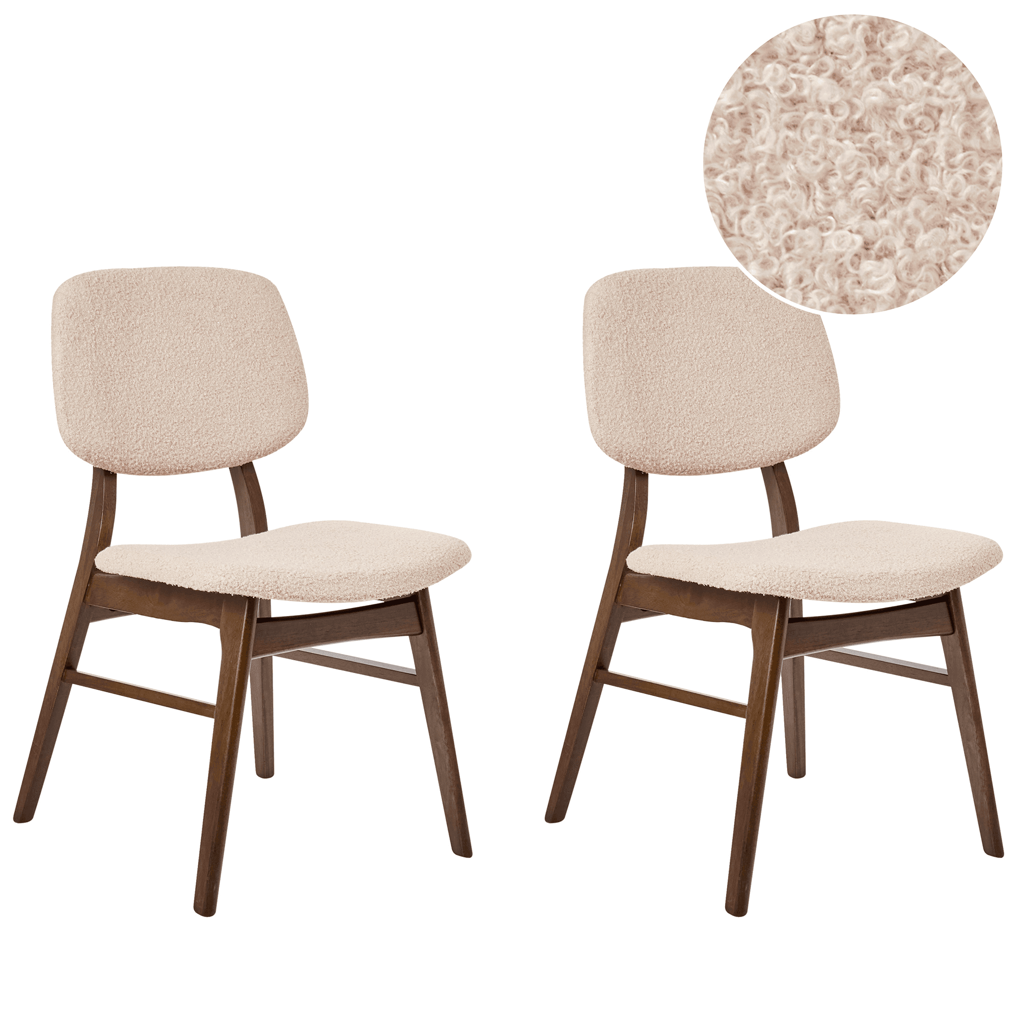 Ruokatuolisetti 2 kpl ELAINE puu Tummanruskea/beige – Beliani