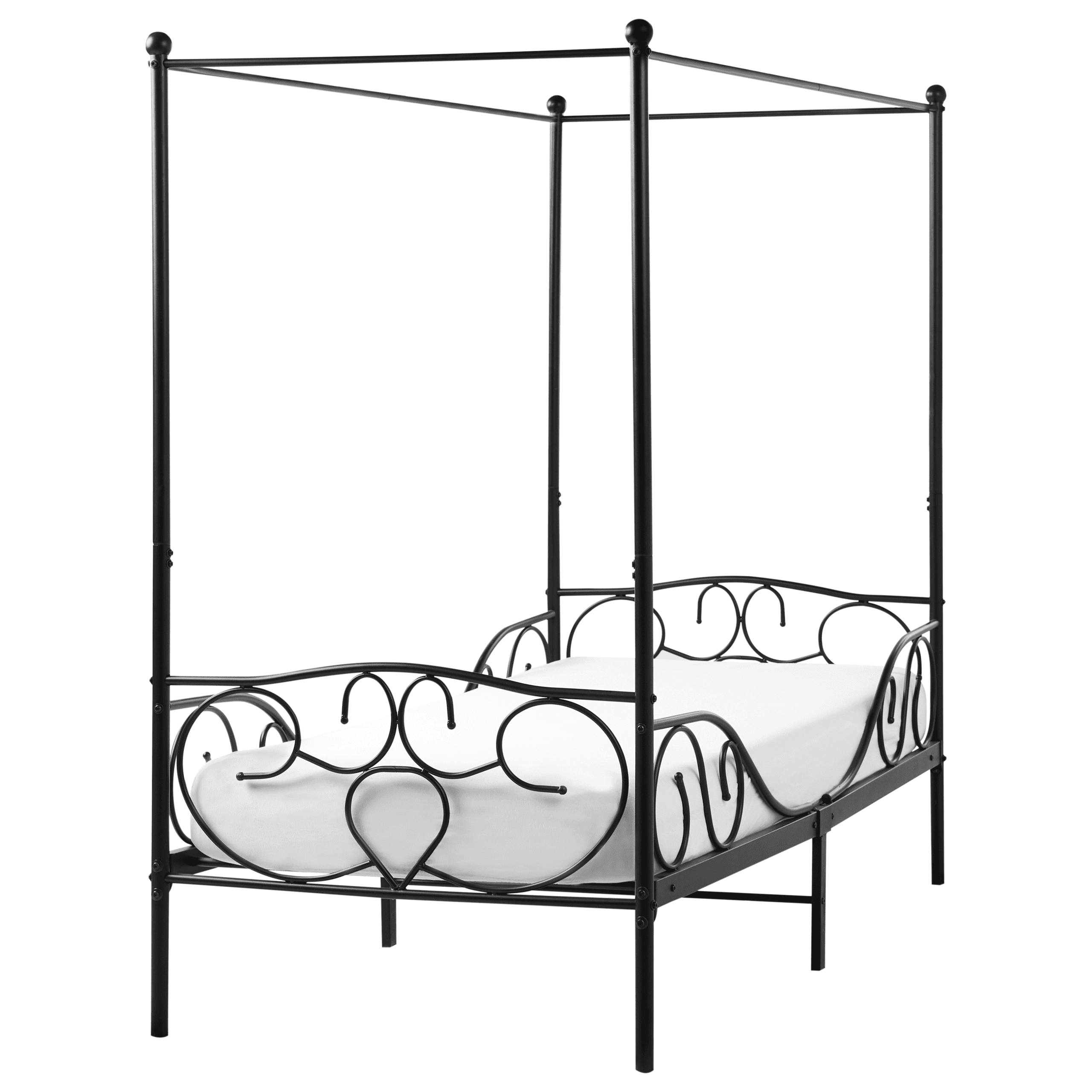 Pylvässänky metalli SORMERY 90 x 200 cm Musta