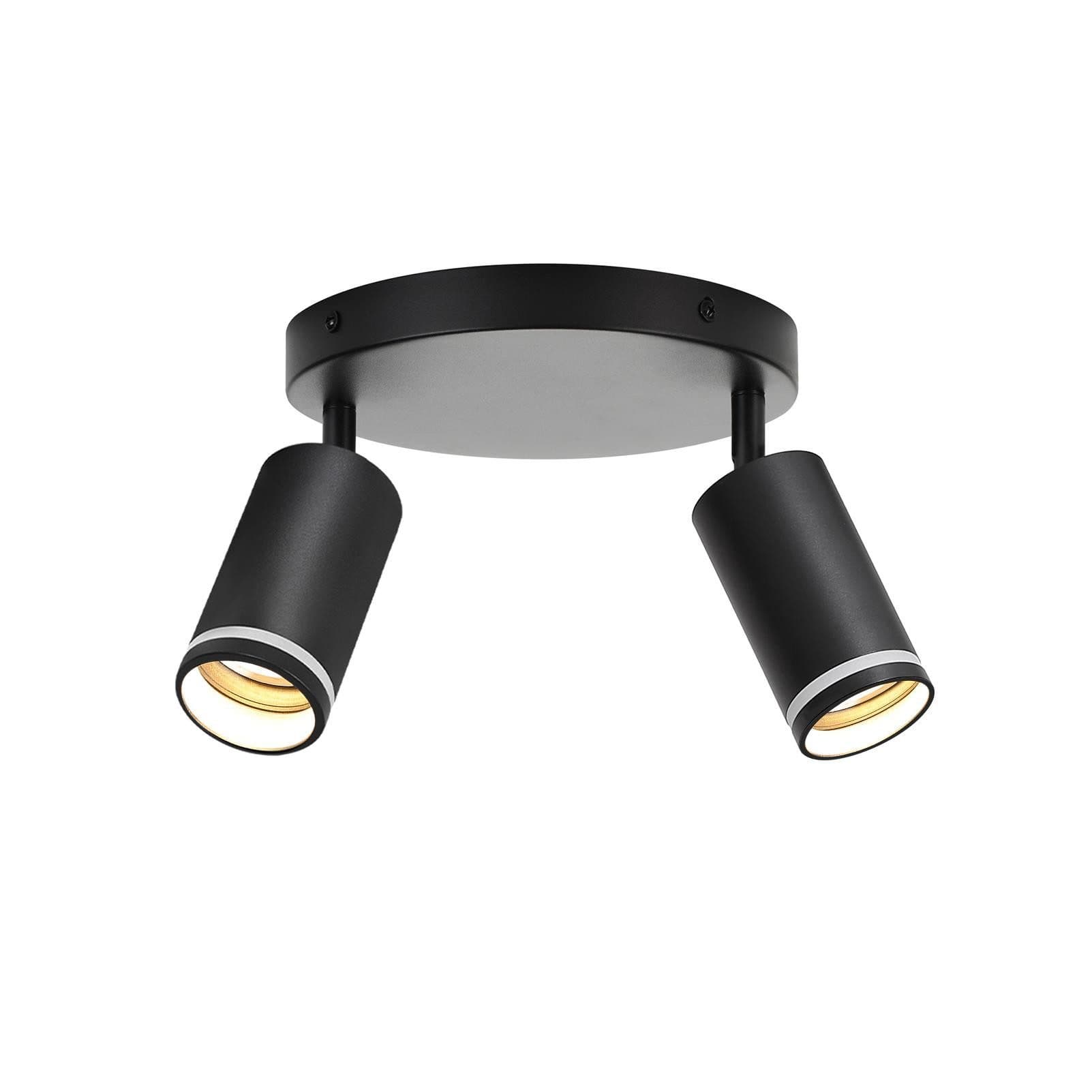 NETTLIFE LED - kattovalaisin 2 liekkiä - musta kattovalaisin GU10 kääntyvä kohdevalo puinen ilman lamppua