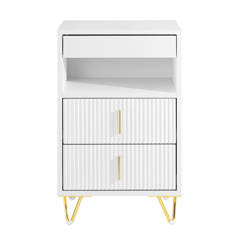 SoBuy Yöpöytä 3-laatikko valkoinen 404063 cm FBT168-W – SoBuy