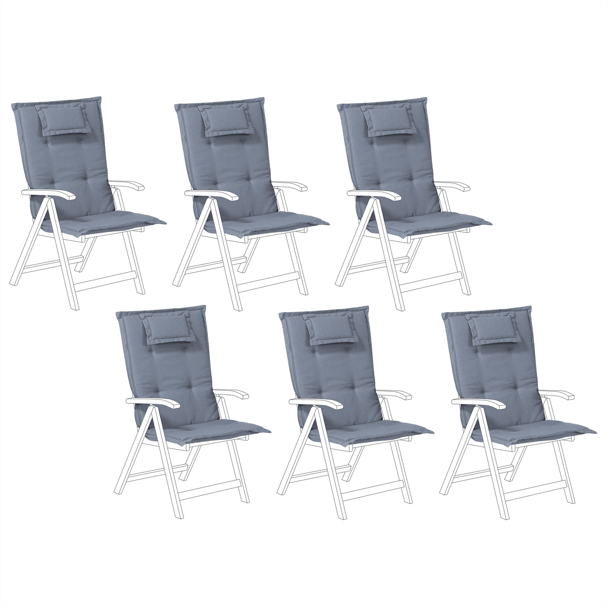 Selkä-/istuintyynysetti 6 kpl JAVA/AMANTEA 50 x 70 cm Sininen – Beliani