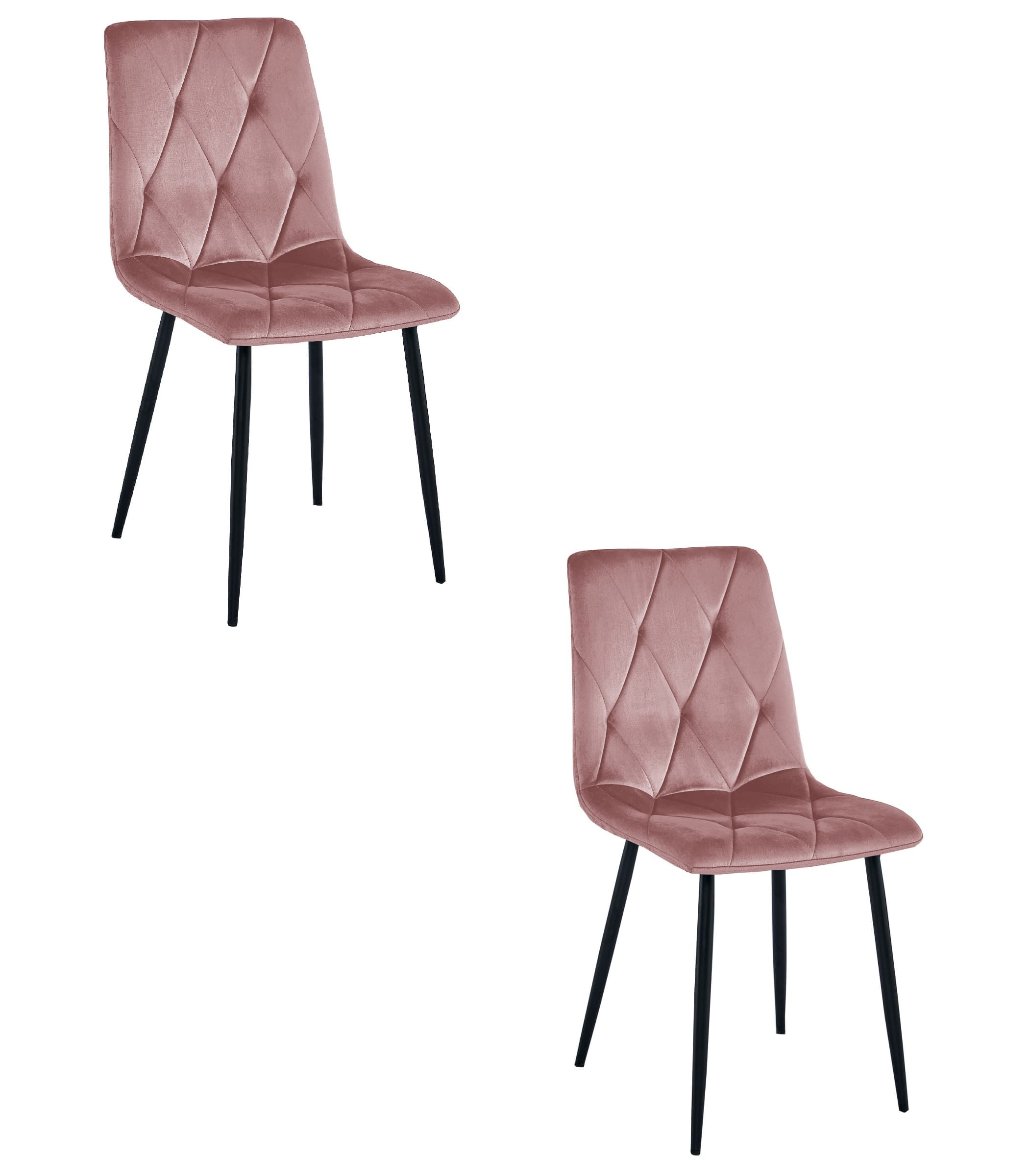LIBRA-tuoli 2 kpl, vaaleanpunainen sametti, mustat jalat – Leobert